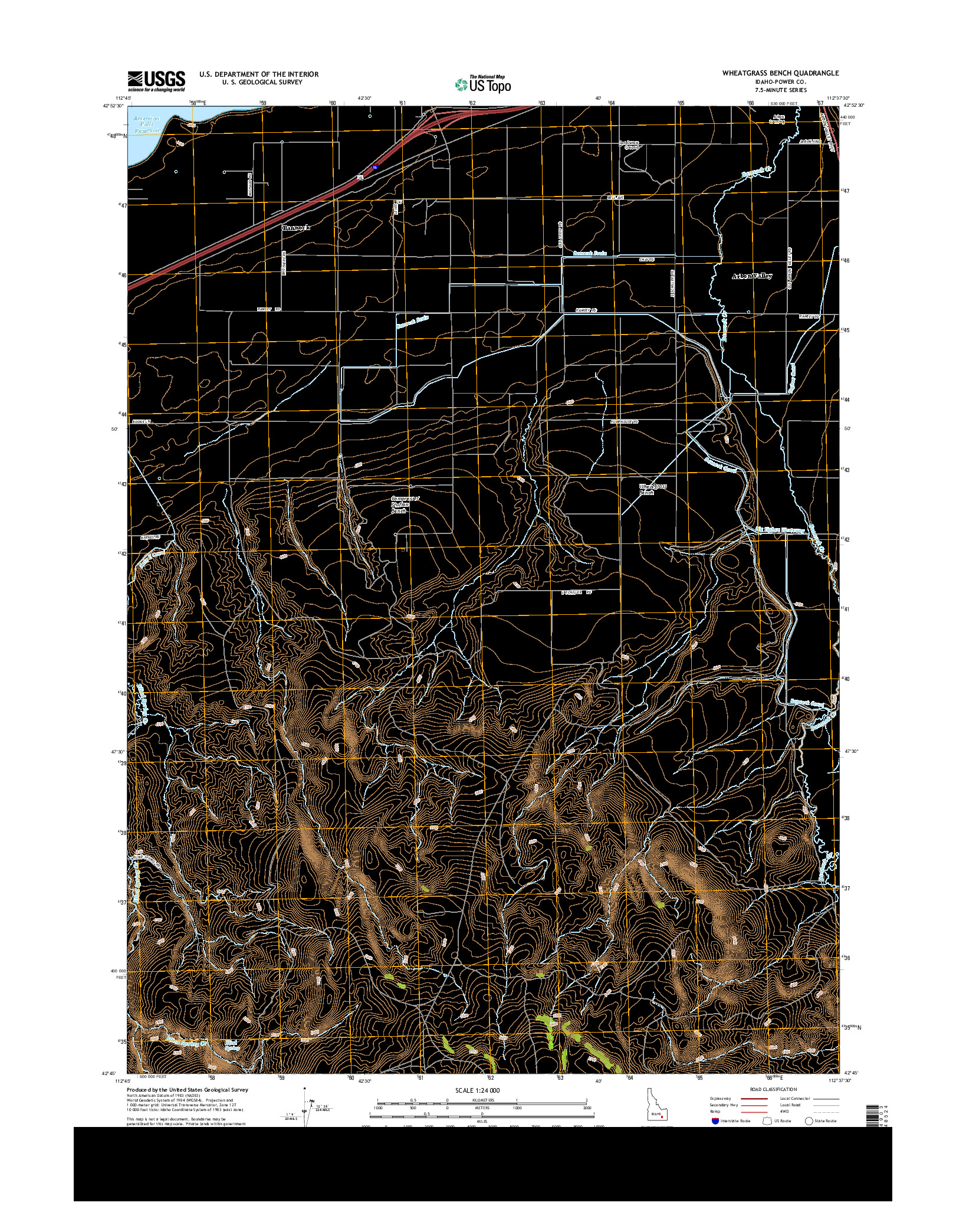 USGS US TOPO 7.5-MINUTE MAP FOR WHEATGRASS BENCH, ID 2013