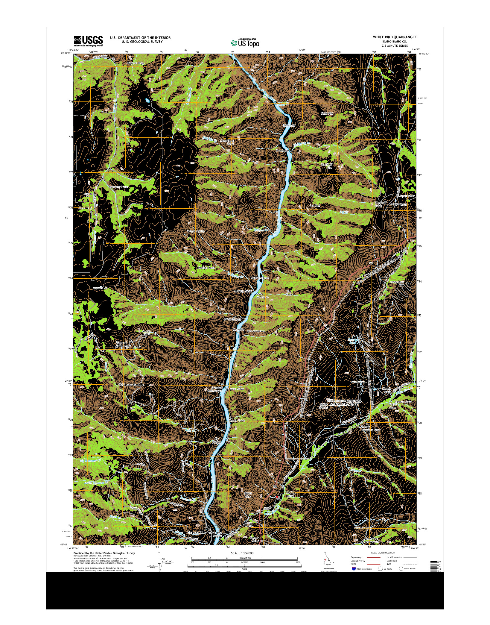 USGS US TOPO 7.5-MINUTE MAP FOR WHITE BIRD, ID 2013
