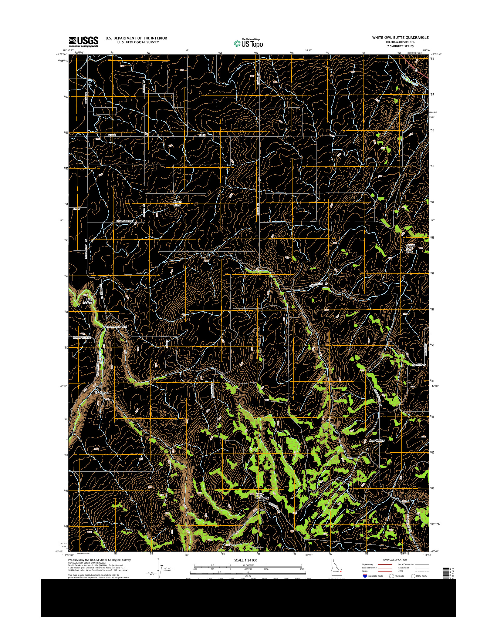 USGS US TOPO 7.5-MINUTE MAP FOR WHITE OWL BUTTE, ID 2013