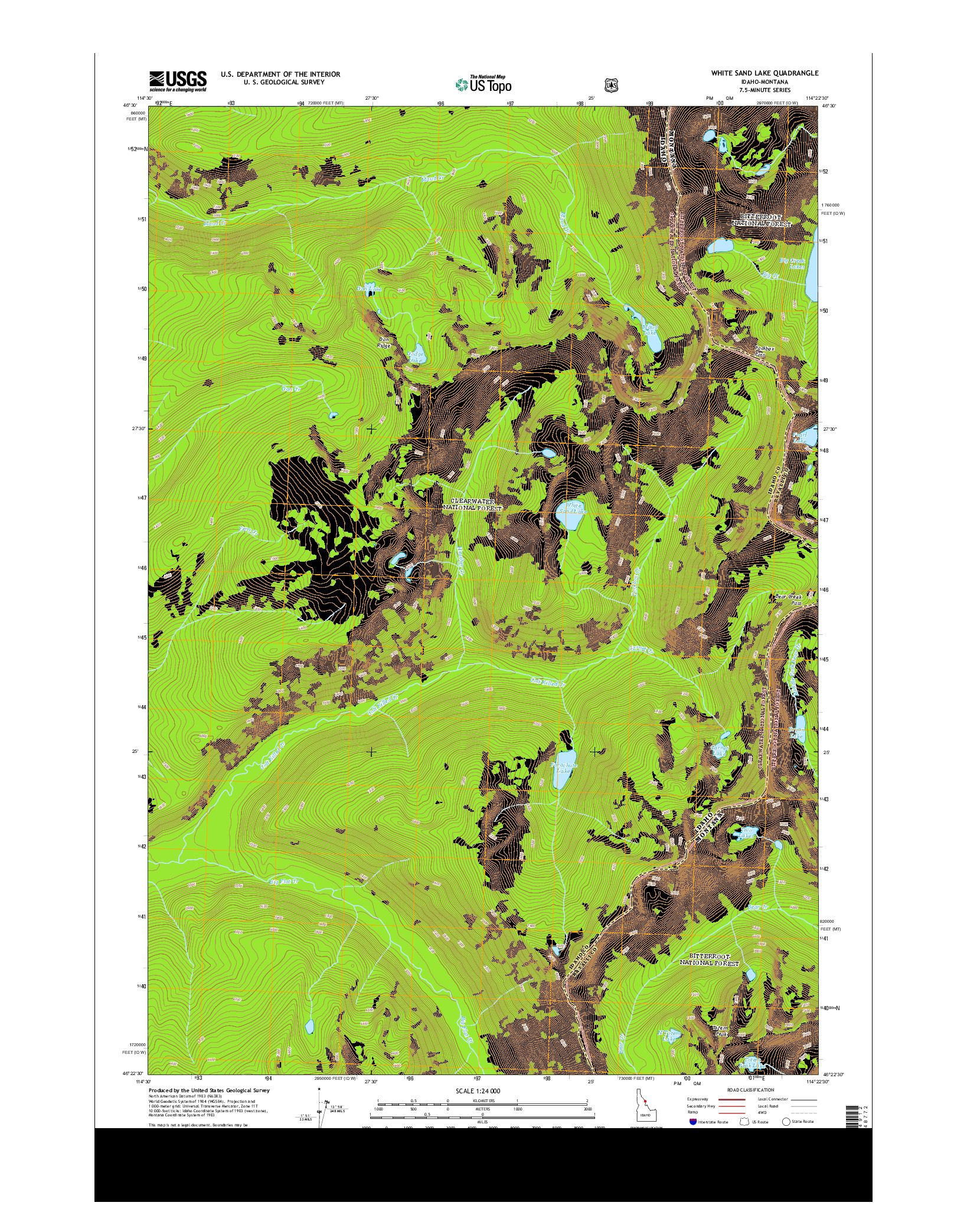 USGS US TOPO 7.5-MINUTE MAP FOR WHITE SAND LAKE, ID-MT 2013