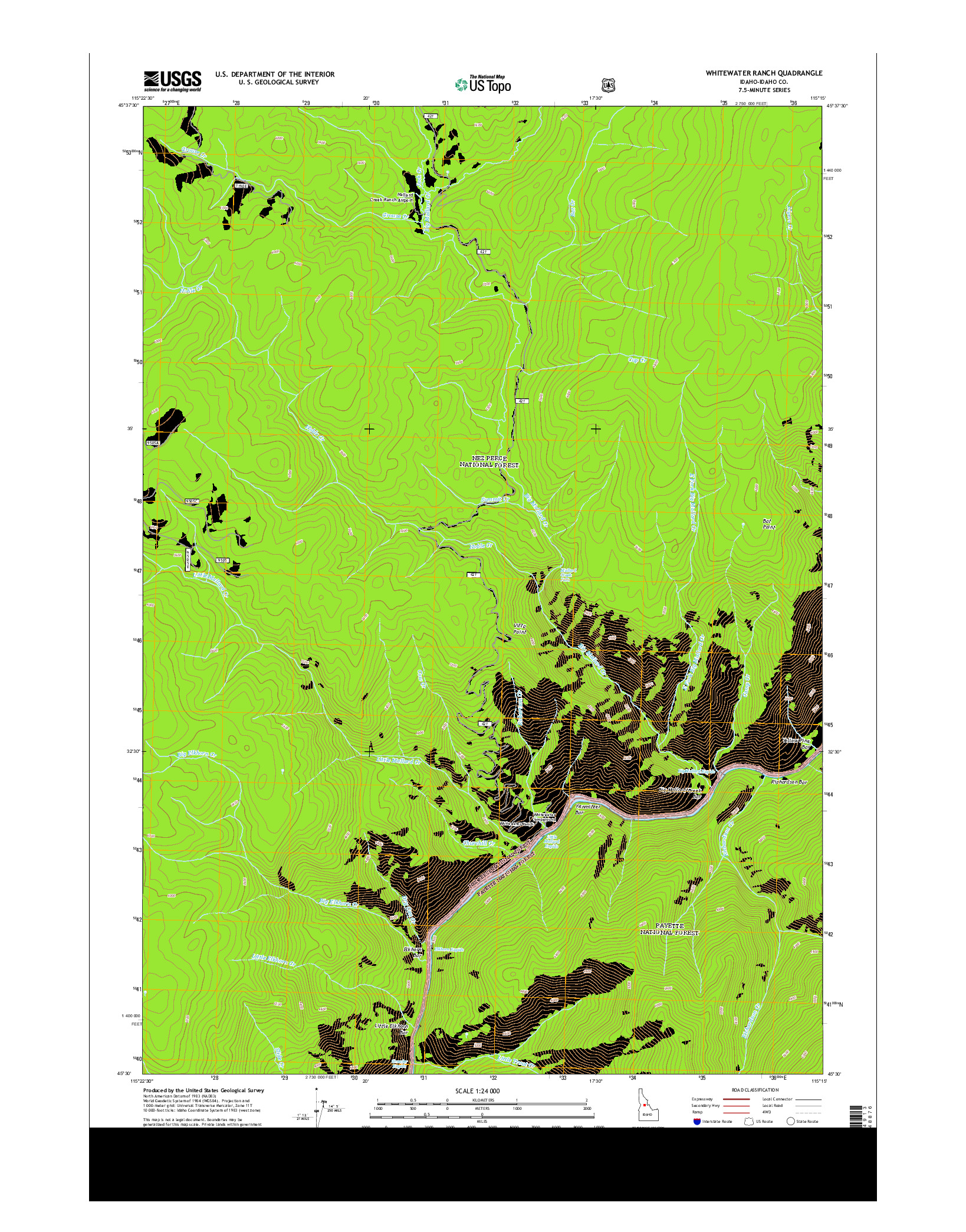USGS US TOPO 7.5-MINUTE MAP FOR WHITEWATER RANCH, ID 2013