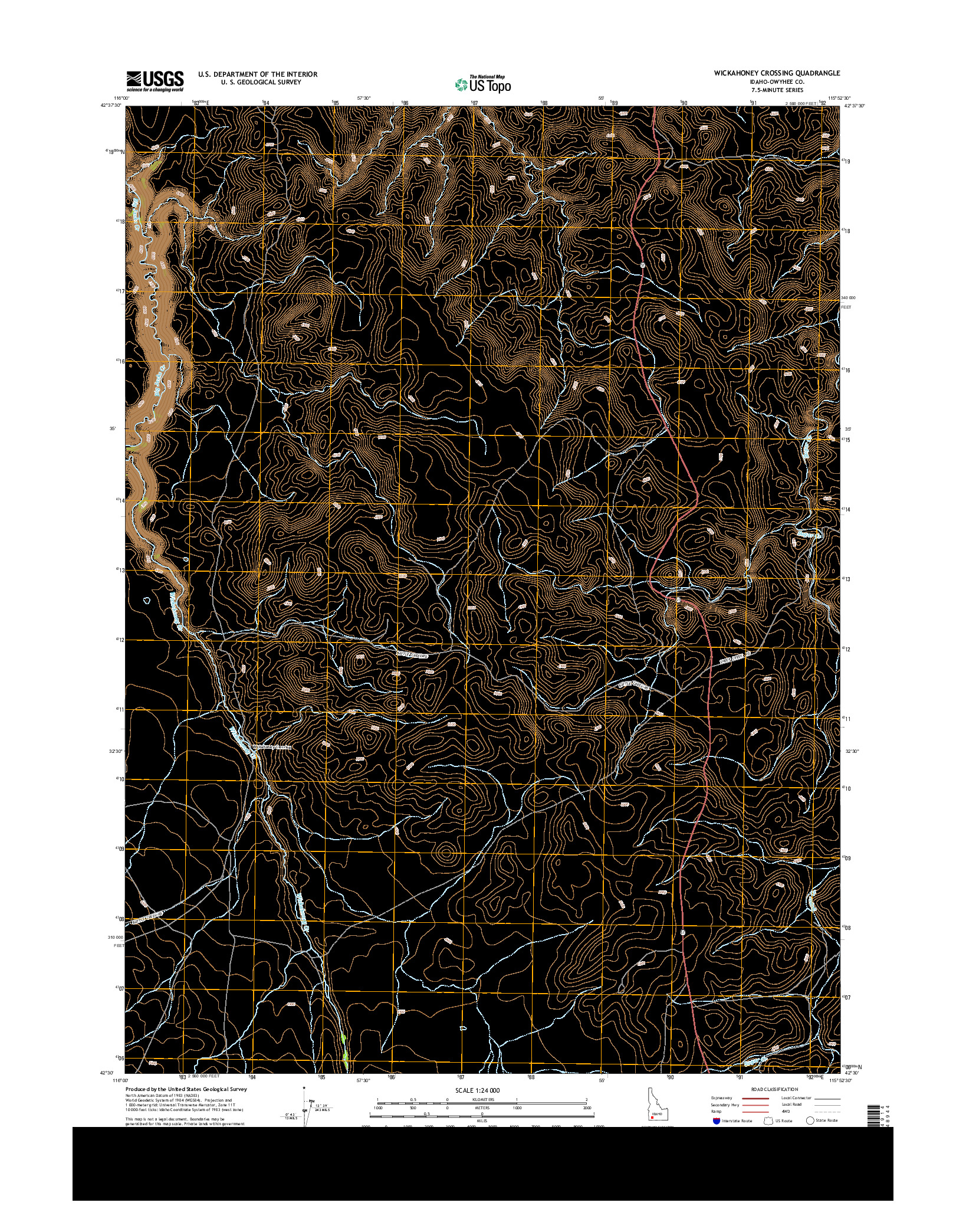 USGS US TOPO 7.5-MINUTE MAP FOR WICKAHONEY CROSSING, ID 2013