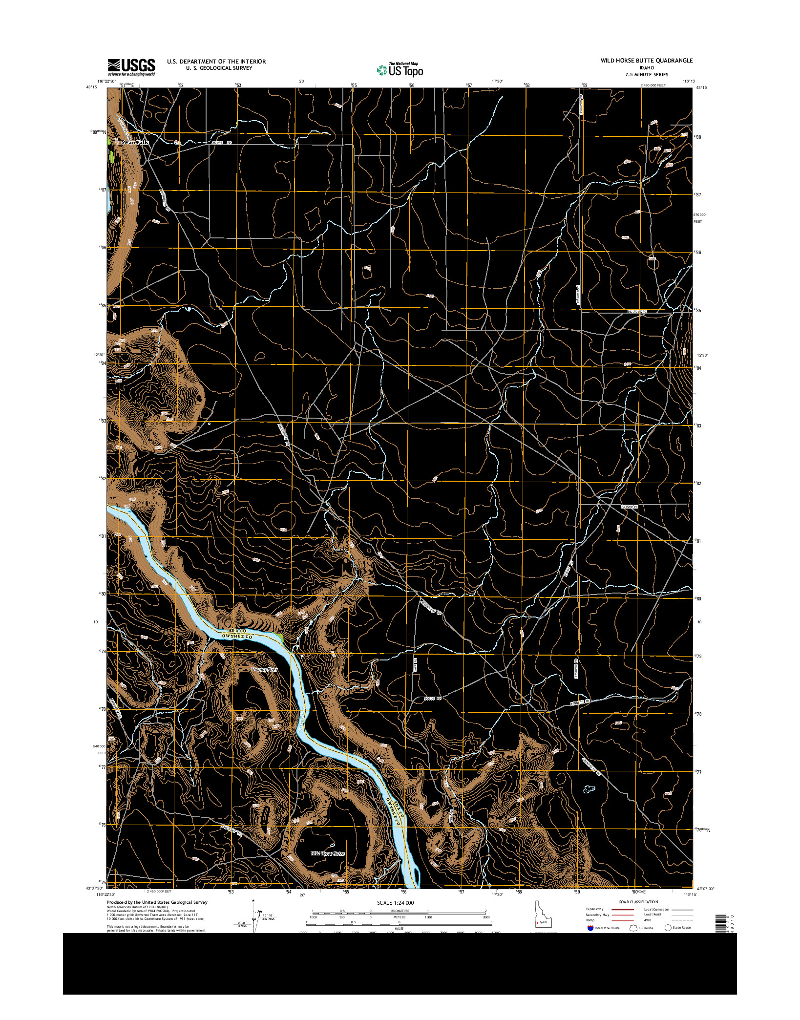 USGS US TOPO 7.5-MINUTE MAP FOR WILD HORSE BUTTE, ID 2013