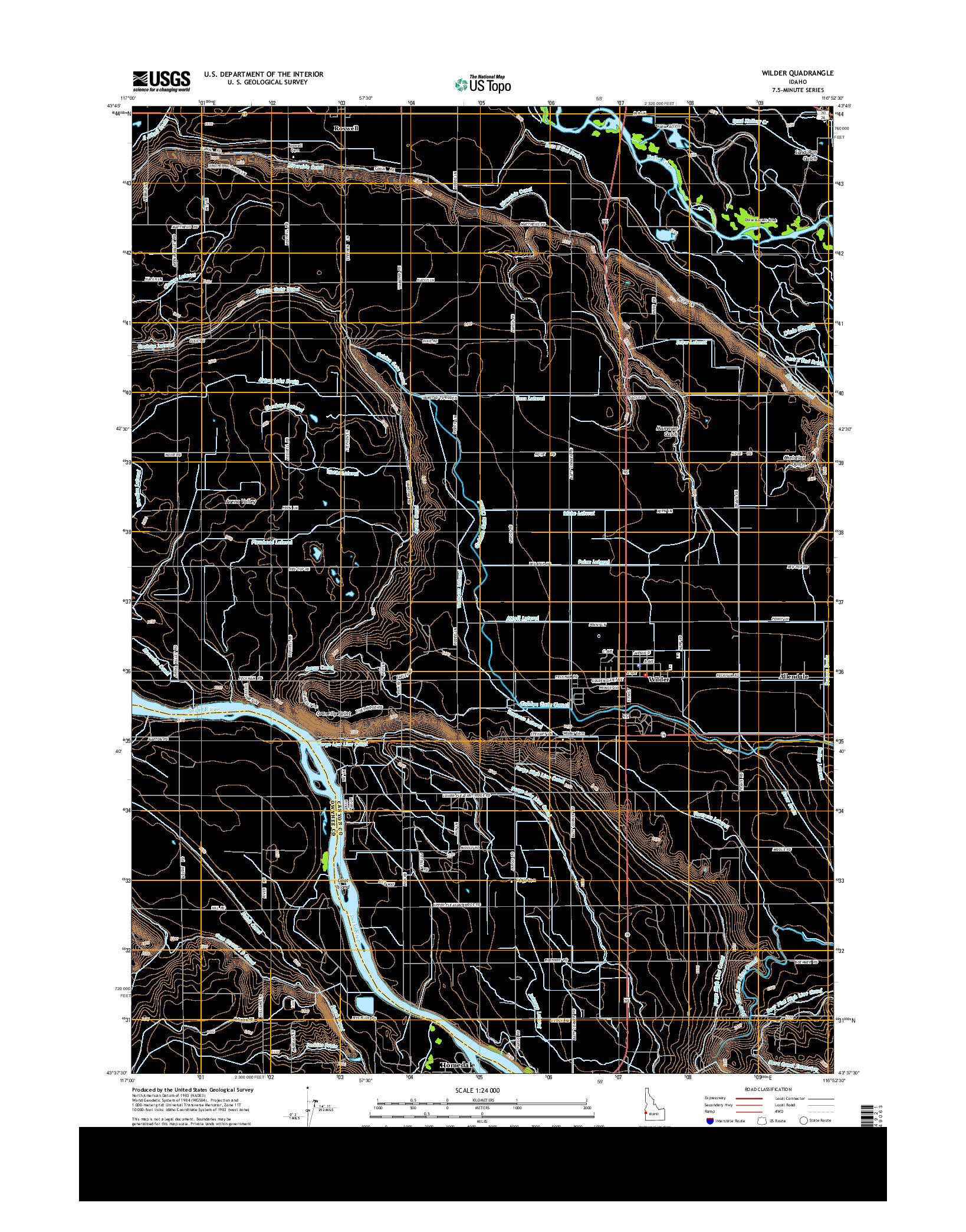 USGS US TOPO 7.5-MINUTE MAP FOR WILDER, ID 2013