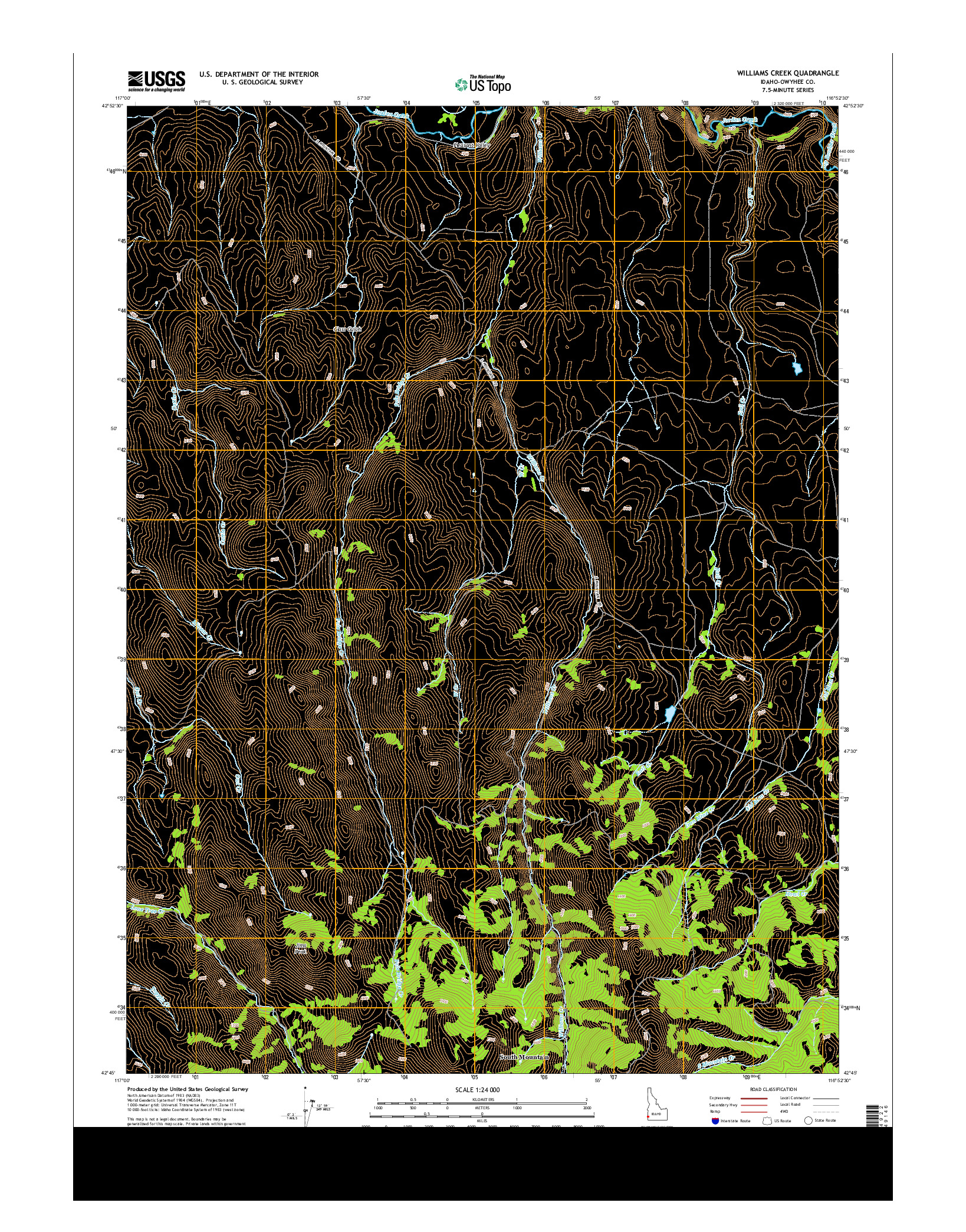 USGS US TOPO 7.5-MINUTE MAP FOR WILLIAMS CREEK, ID 2013