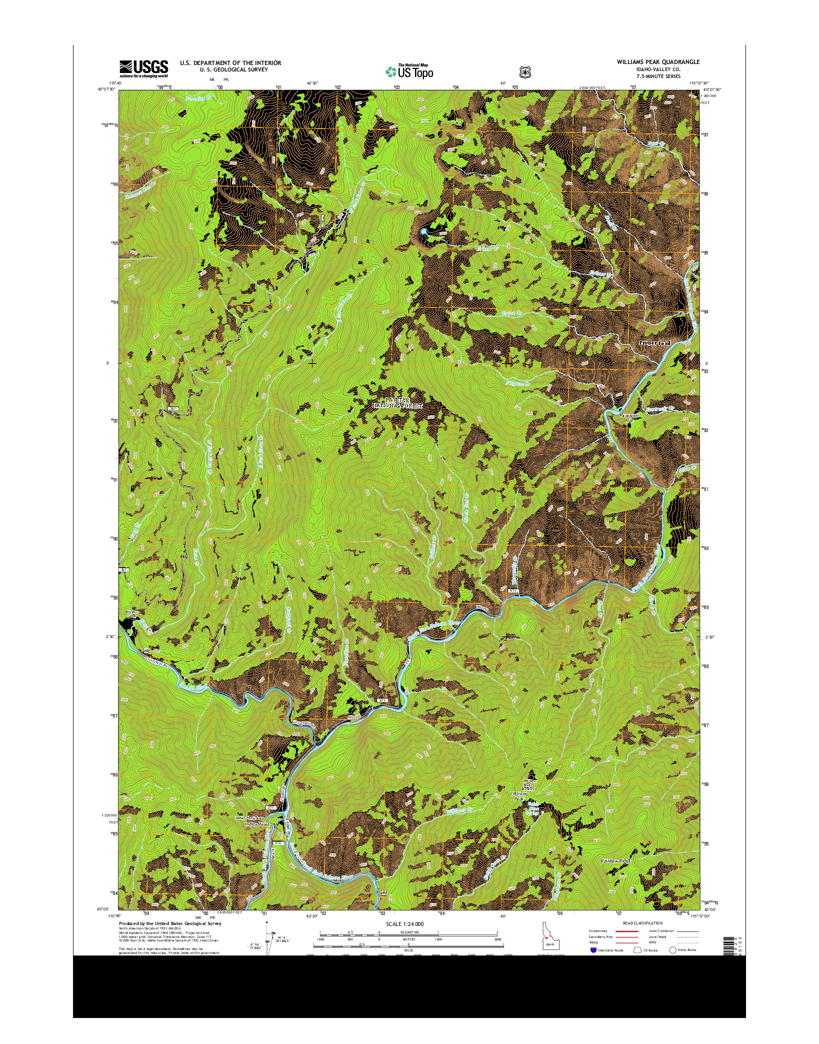 USGS US TOPO 7.5-MINUTE MAP FOR WILLIAMS PEAK, ID 2013