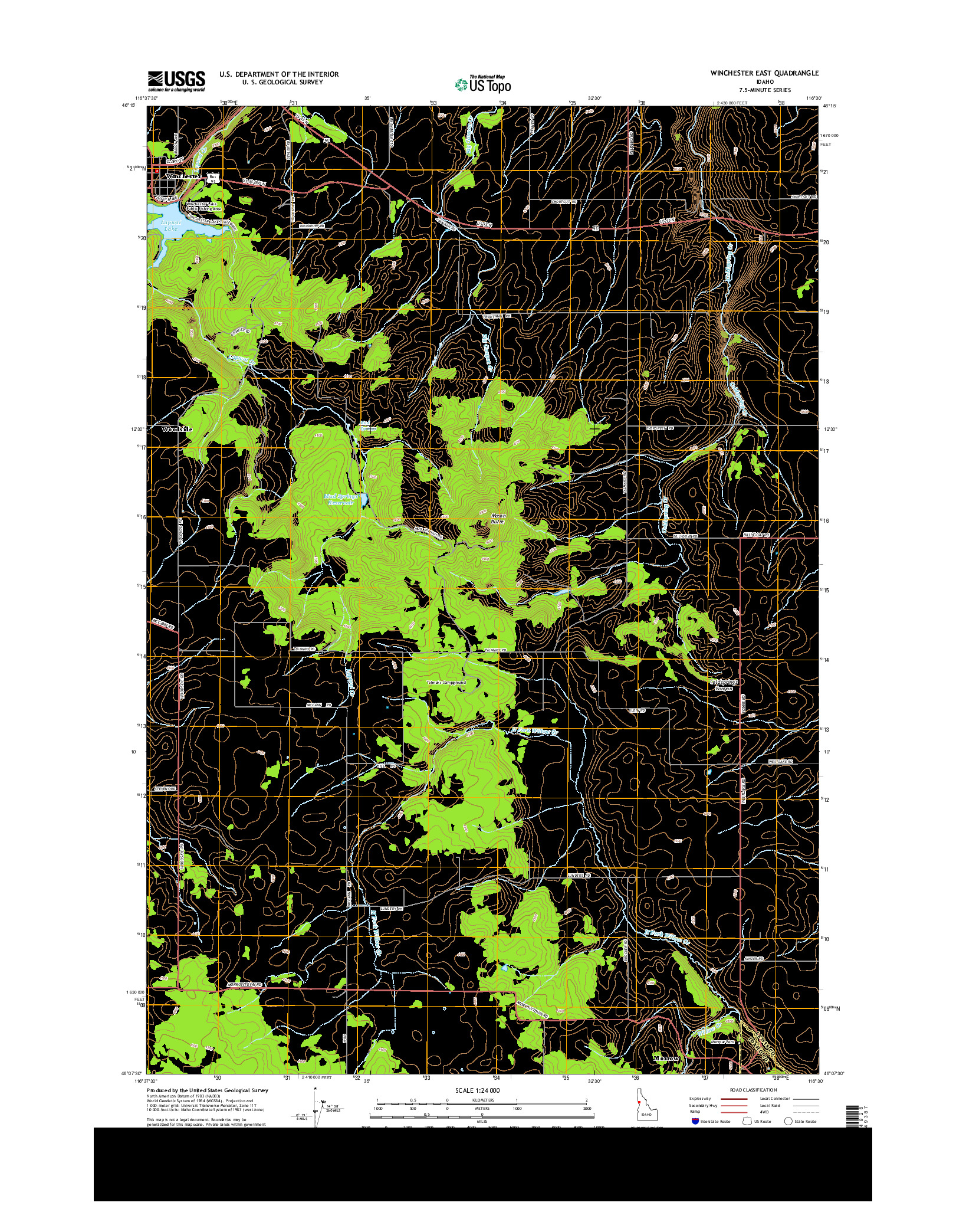 USGS US TOPO 7.5-MINUTE MAP FOR WINCHESTER EAST, ID 2013