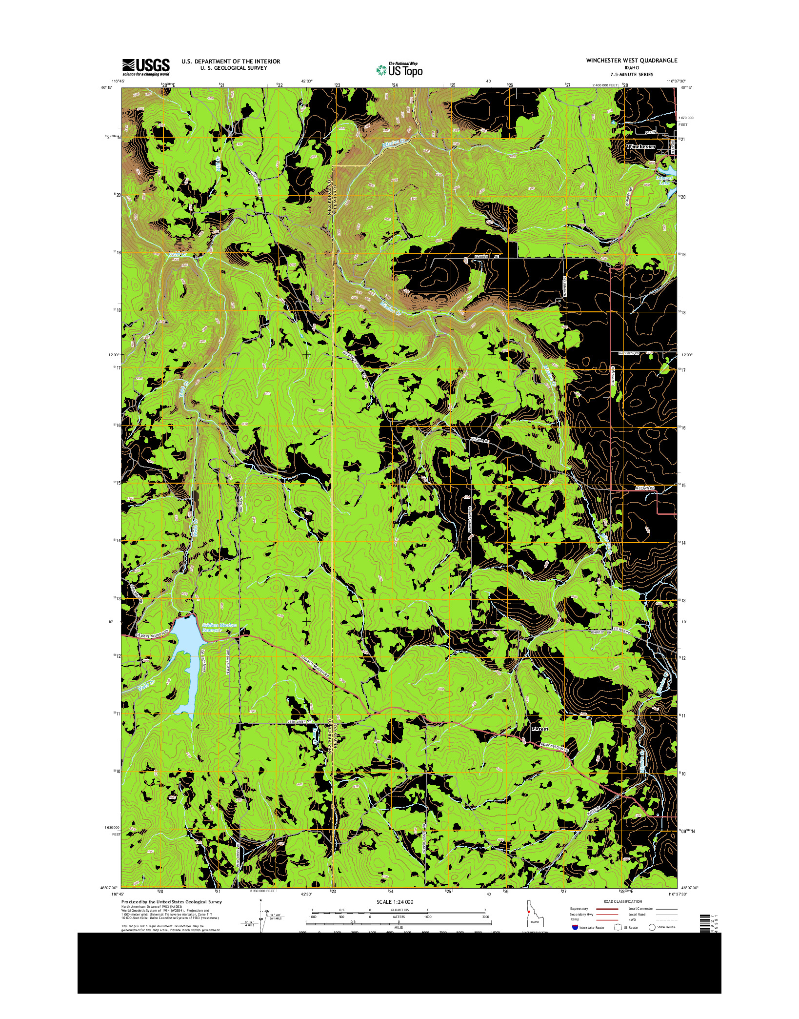 USGS US TOPO 7.5-MINUTE MAP FOR WINCHESTER WEST, ID 2013