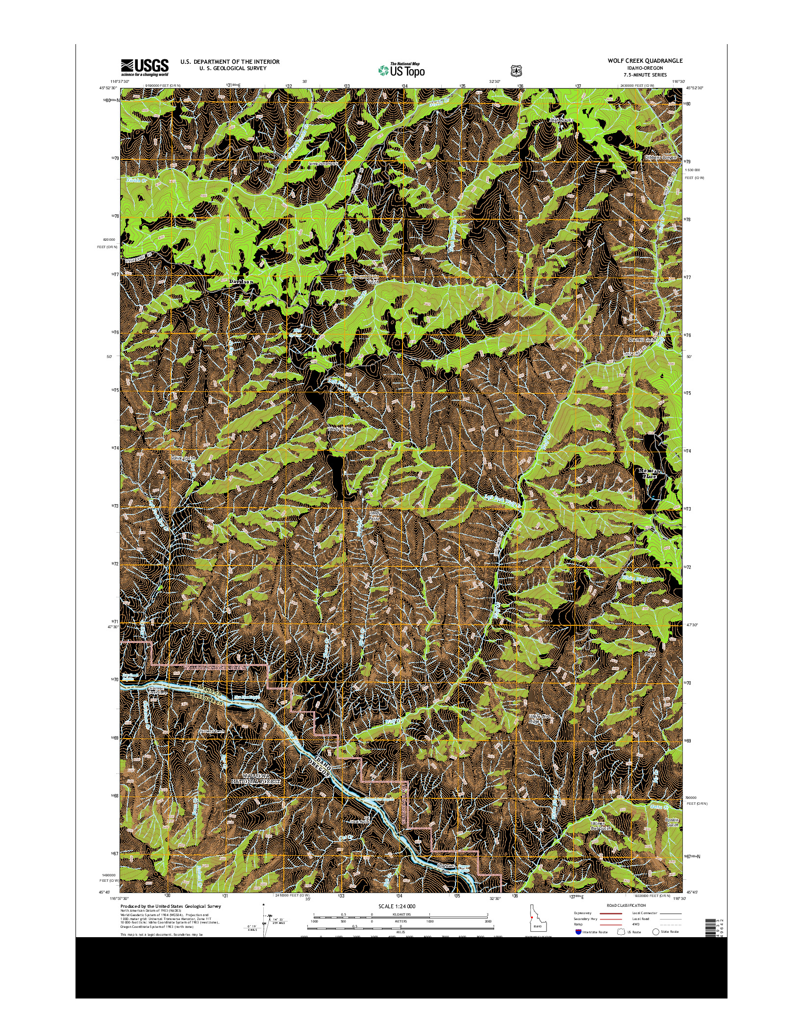 USGS US TOPO 7.5-MINUTE MAP FOR WOLF CREEK, ID-OR 2013