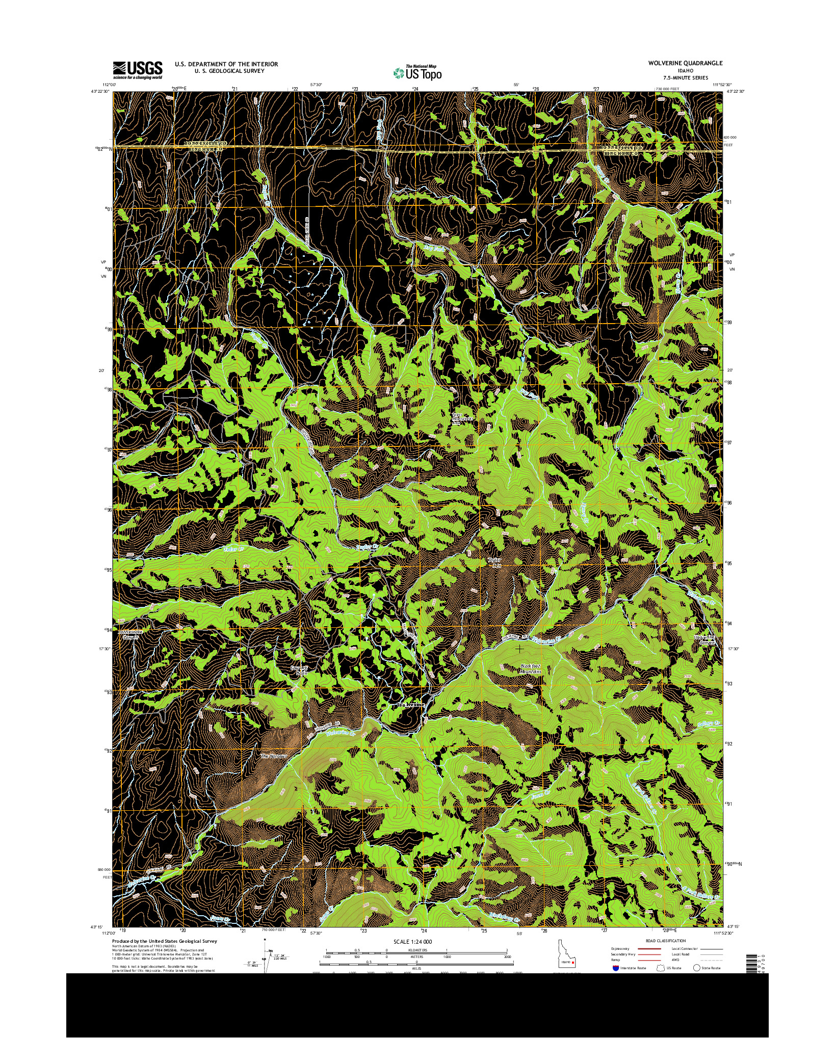 USGS US TOPO 7.5-MINUTE MAP FOR WOLVERINE, ID 2013