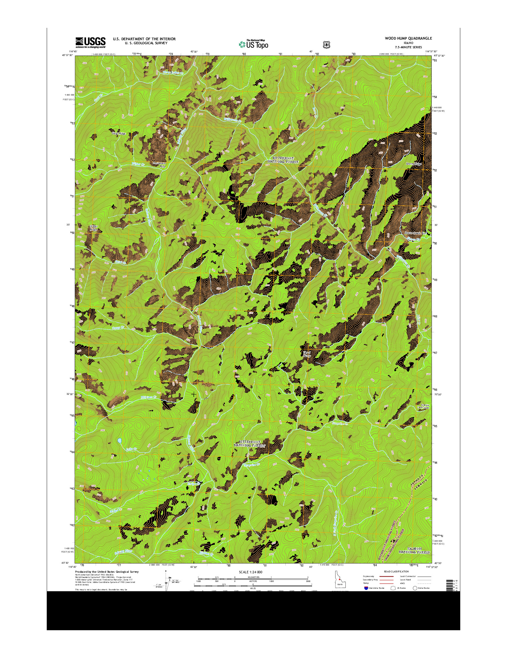 USGS US TOPO 7.5-MINUTE MAP FOR WOOD HUMP, ID 2013