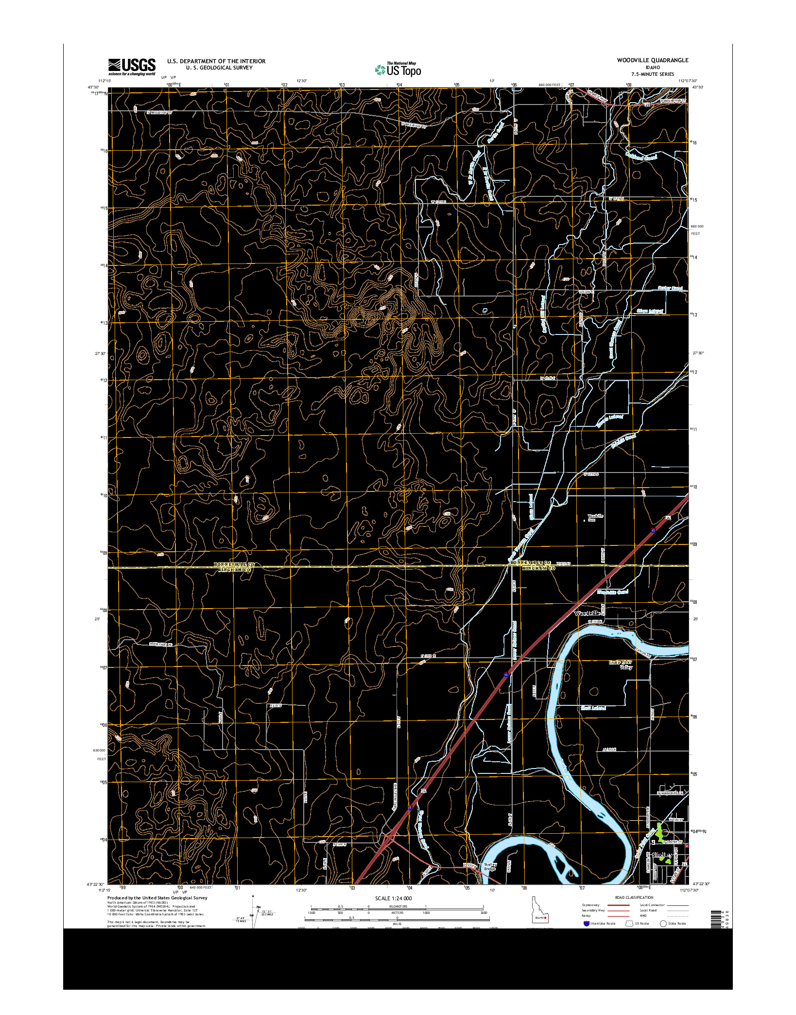 USGS US TOPO 7.5-MINUTE MAP FOR WOODVILLE, ID 2013