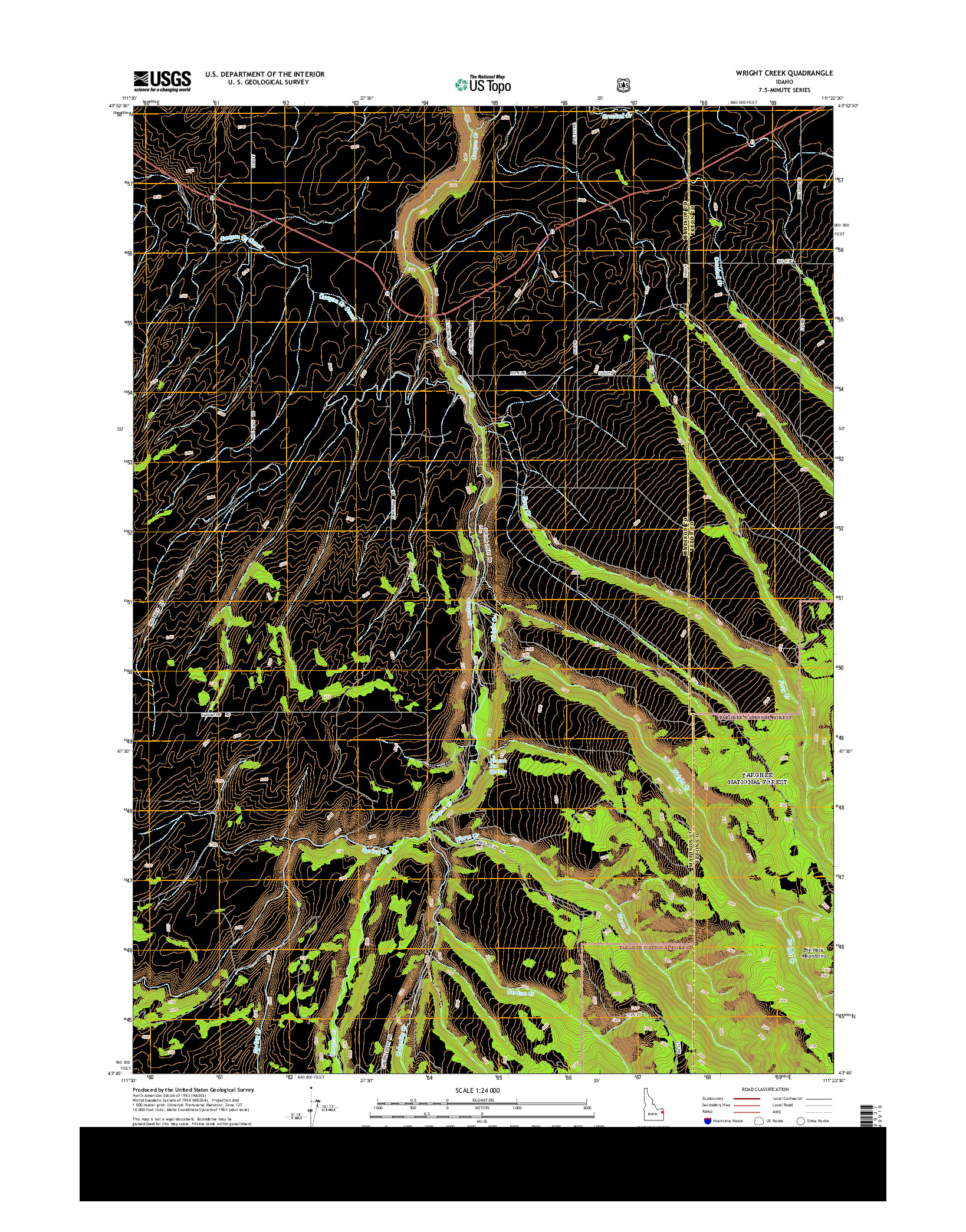 USGS US TOPO 7.5-MINUTE MAP FOR WRIGHT CREEK, ID 2013