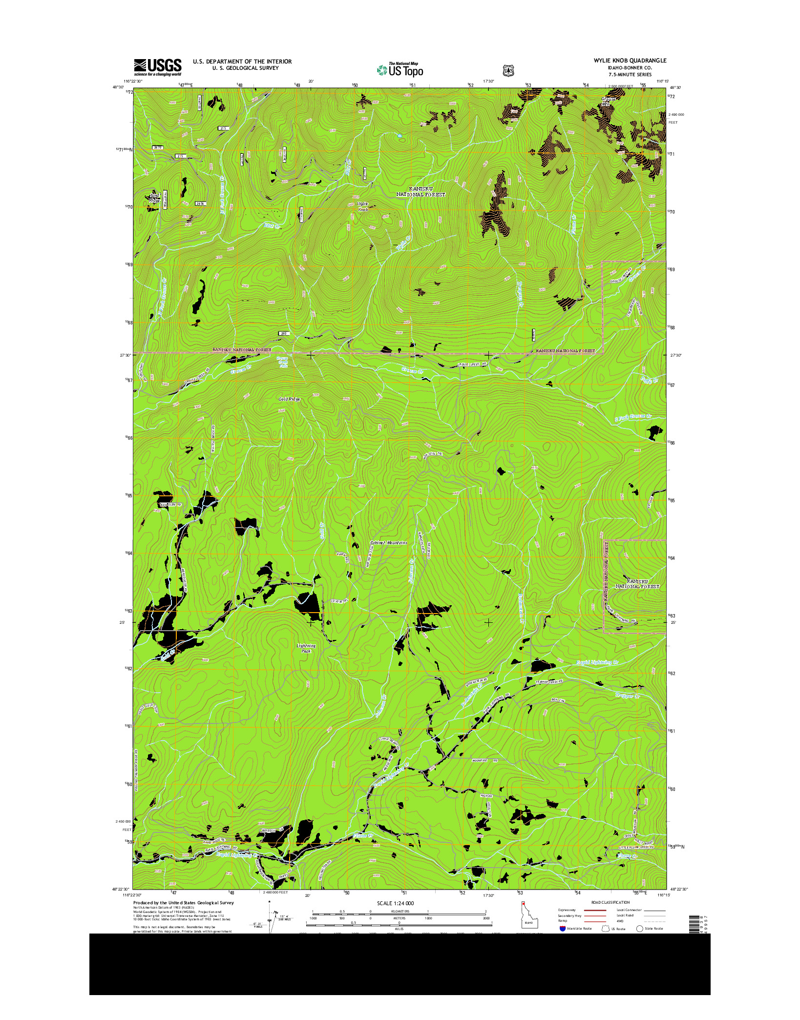 USGS US TOPO 7.5-MINUTE MAP FOR WYLIE KNOB, ID 2013