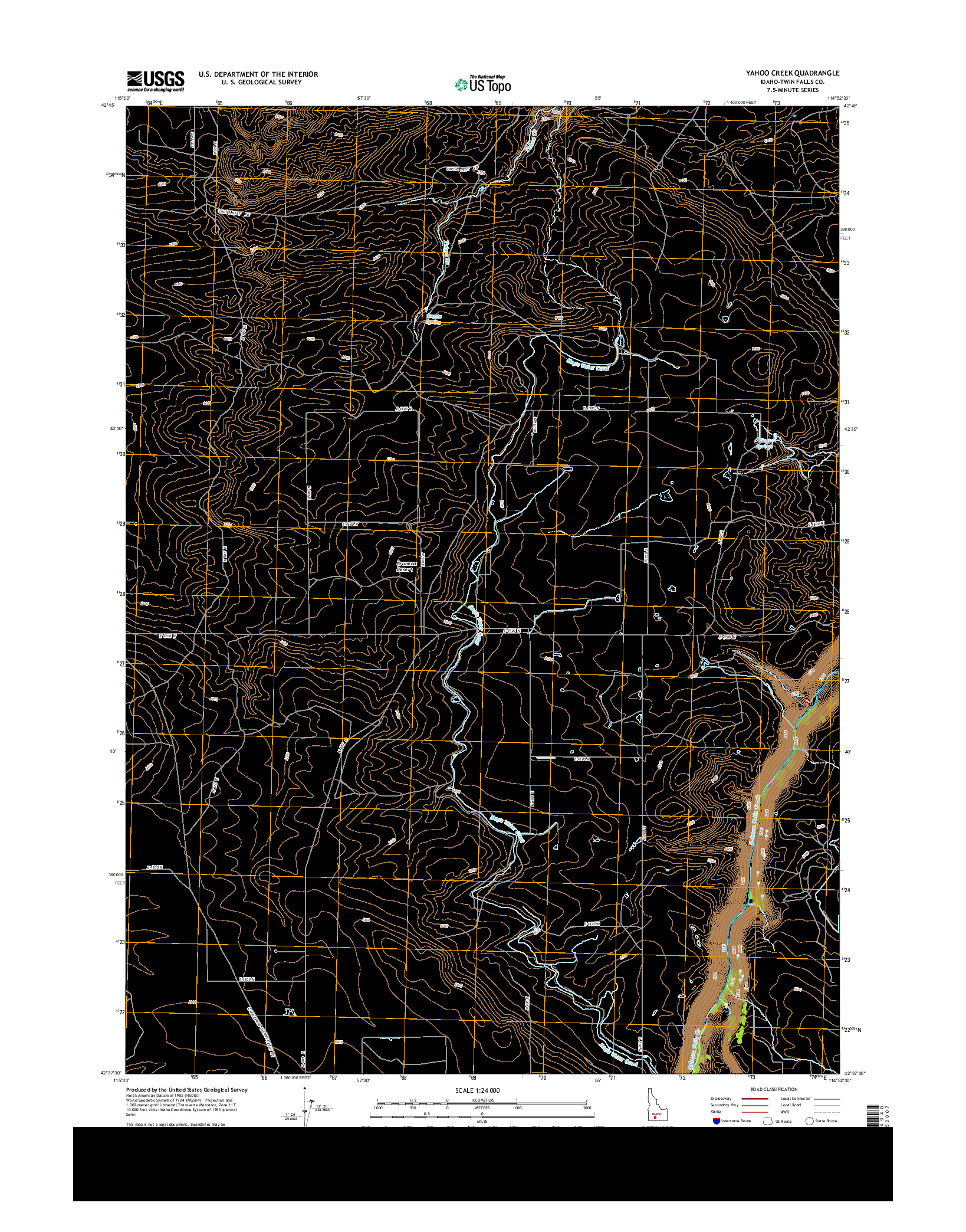 USGS US TOPO 7.5-MINUTE MAP FOR YAHOO CREEK, ID 2013