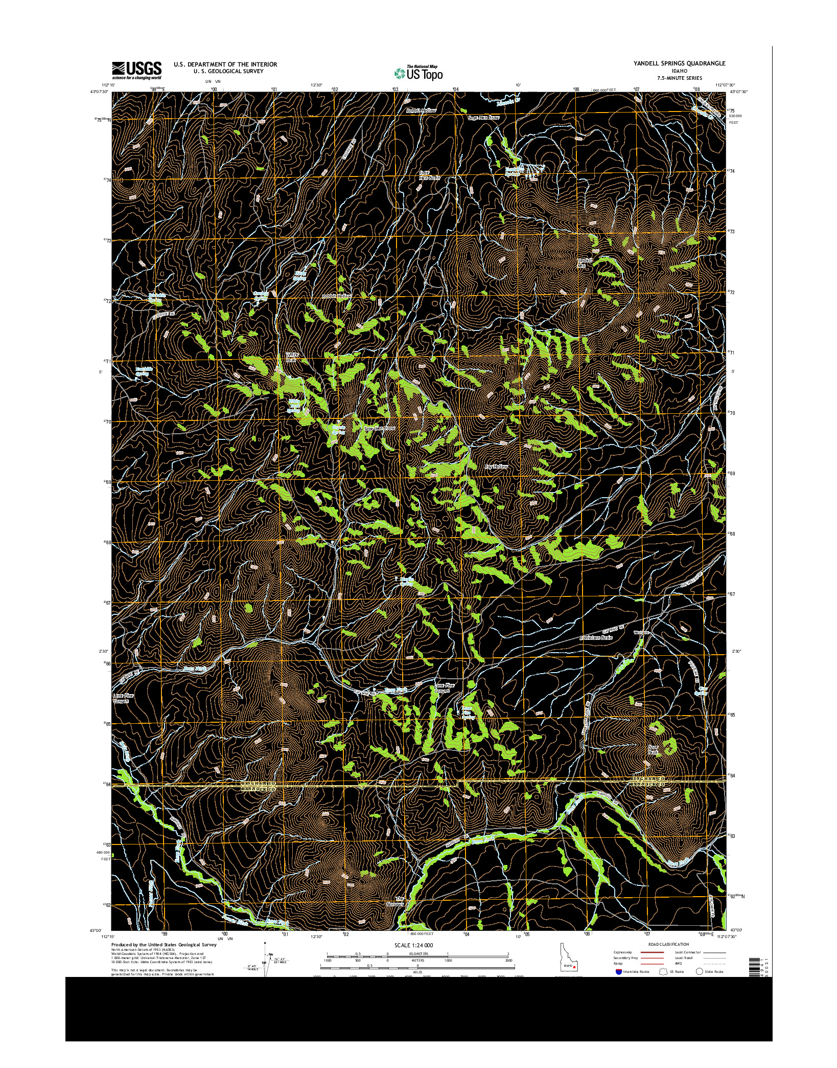 USGS US TOPO 7.5-MINUTE MAP FOR YANDELL SPRINGS, ID 2013