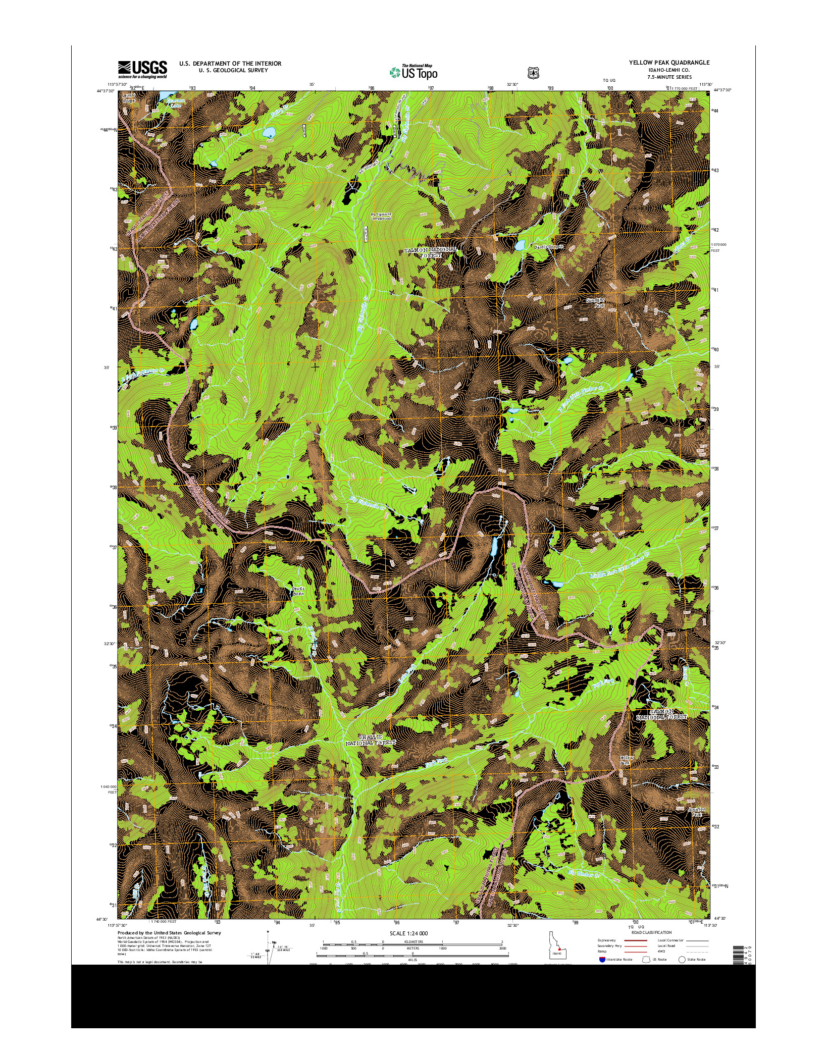 USGS US TOPO 7.5-MINUTE MAP FOR YELLOW PEAK, ID 2013