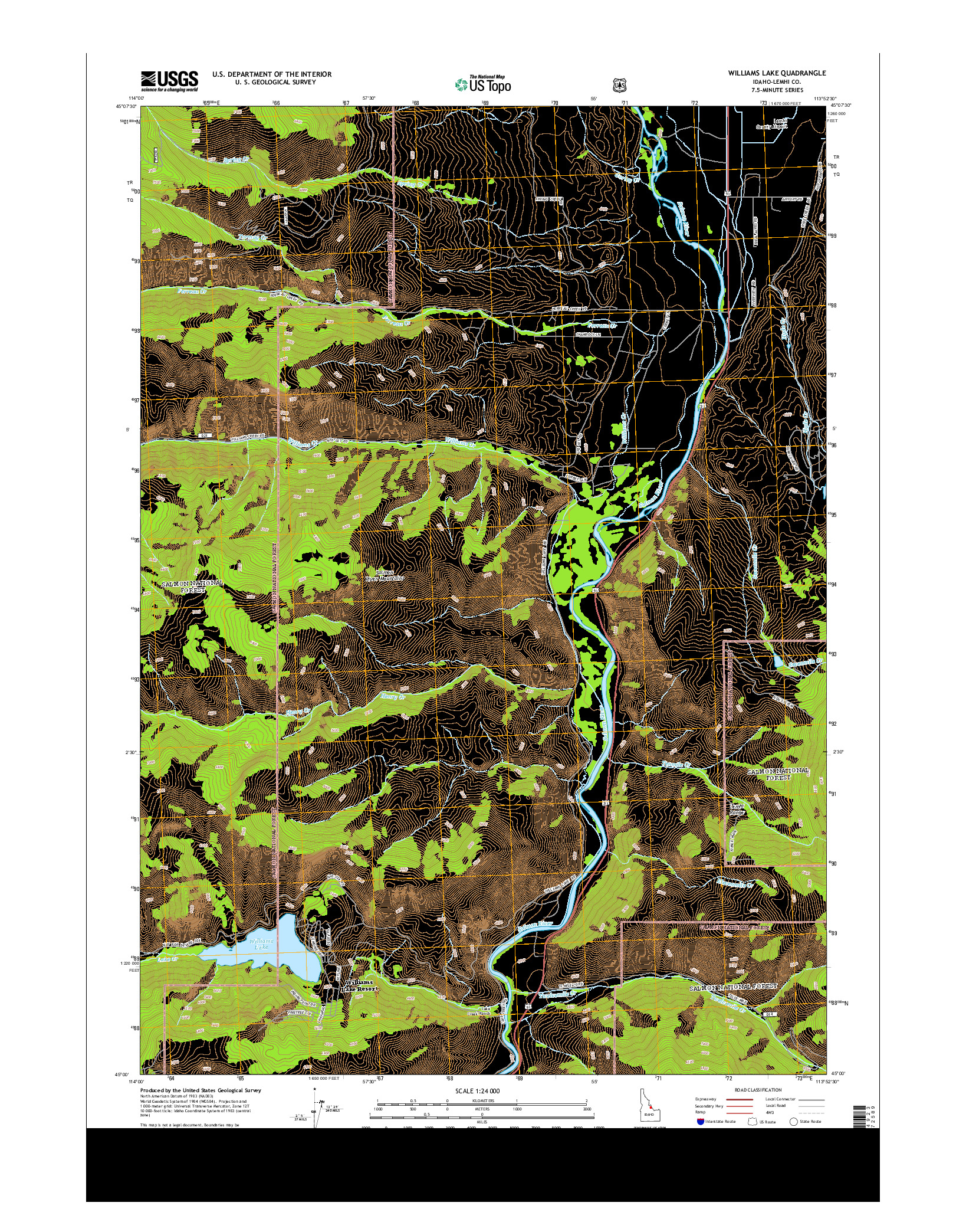 USGS US TOPO 7.5-MINUTE MAP FOR WILLIAMS LAKE, ID 2013