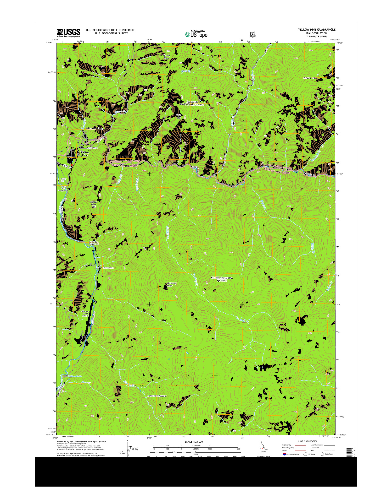 USGS US TOPO 7.5-MINUTE MAP FOR YELLOW PINE, ID 2013