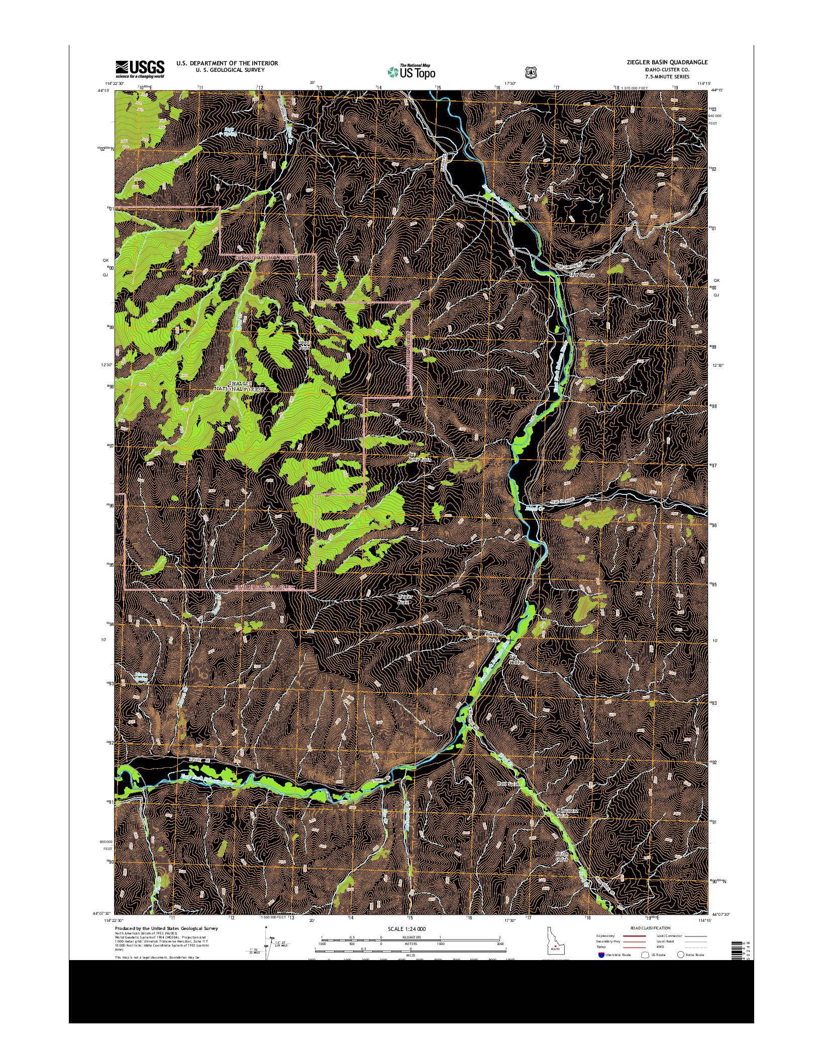 USGS US TOPO 7.5-MINUTE MAP FOR ZIEGLER BASIN, ID 2013