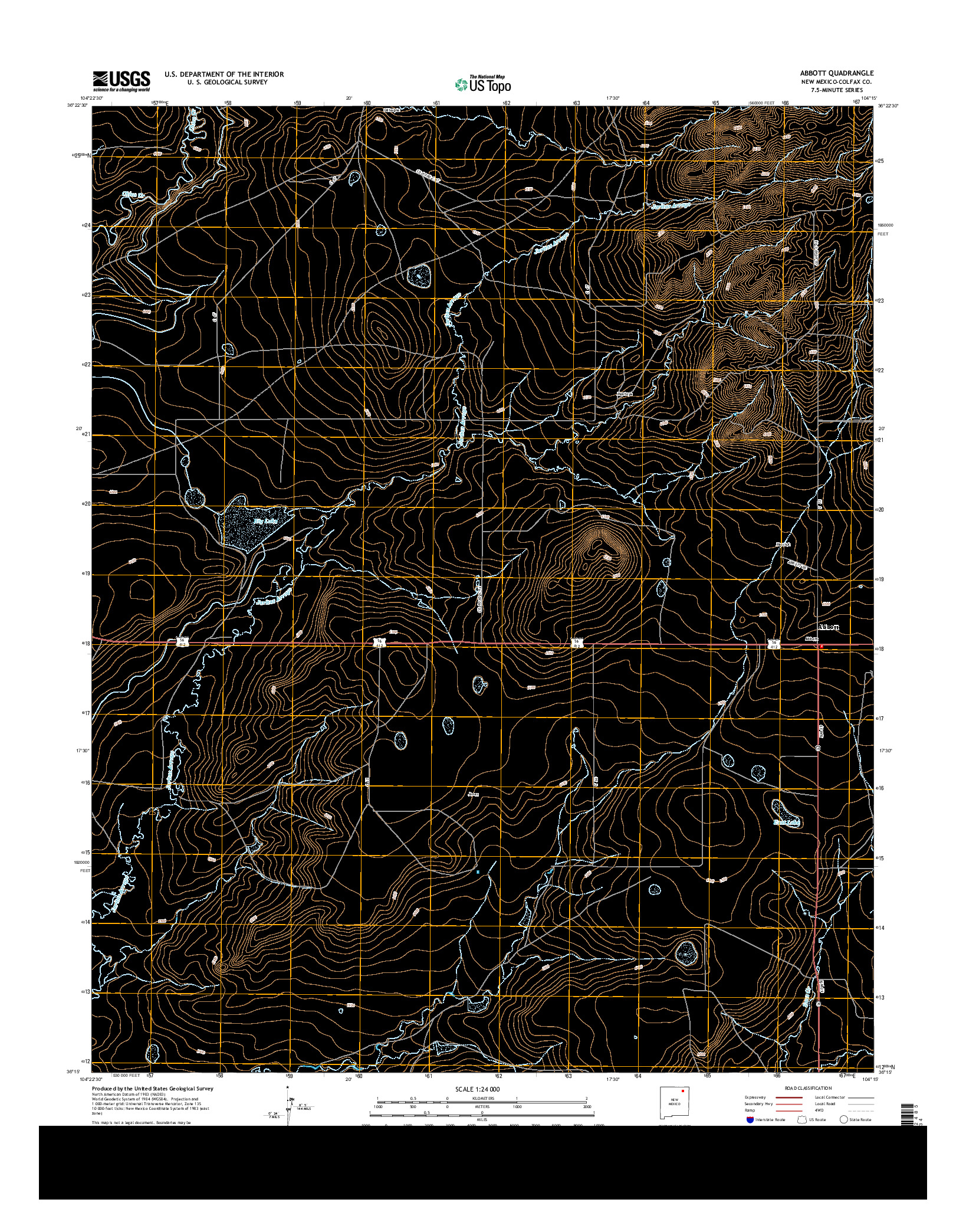 USGS US TOPO 7.5-MINUTE MAP FOR ABBOTT, NM 2013