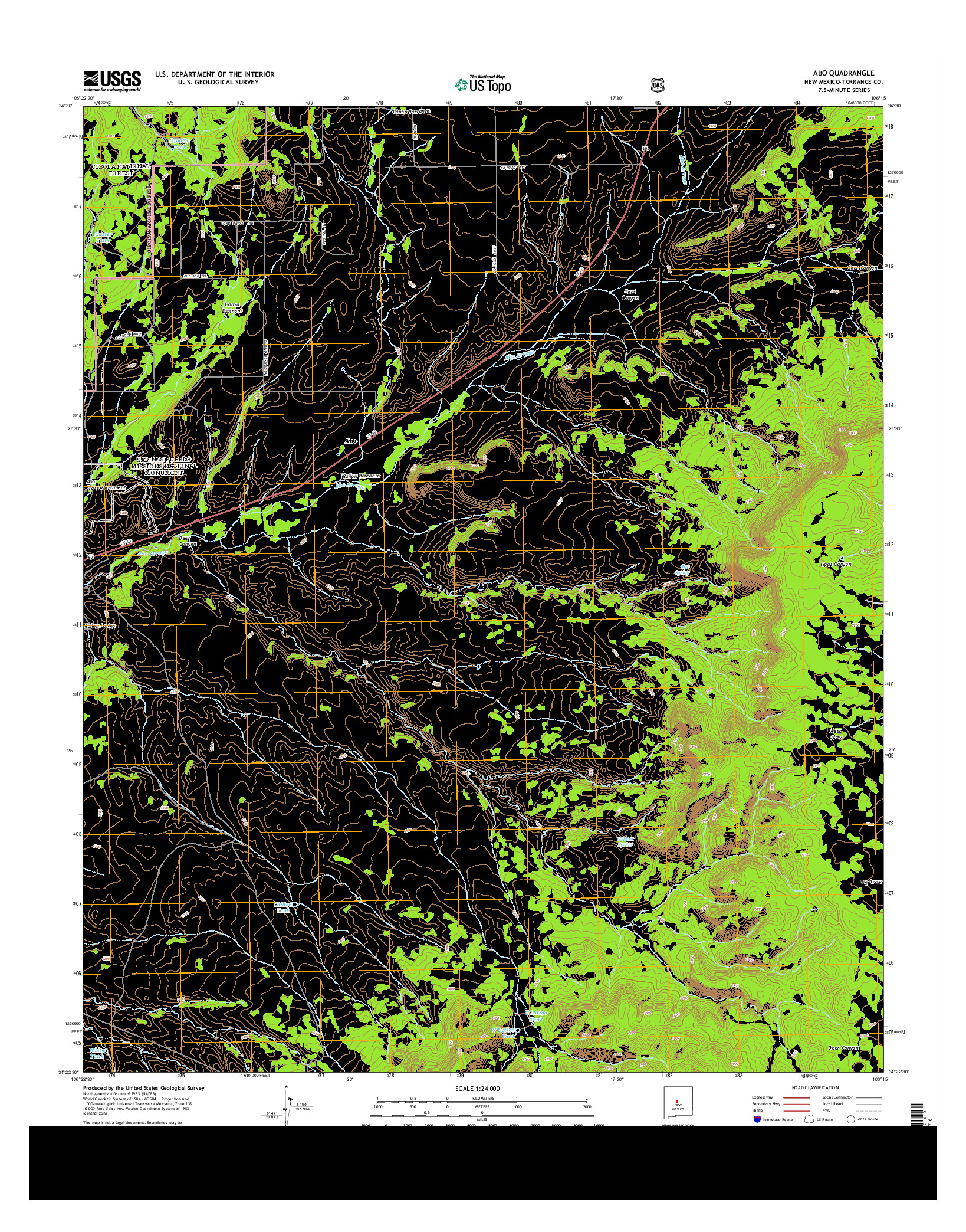 USGS US TOPO 7.5-MINUTE MAP FOR ABO, NM 2013