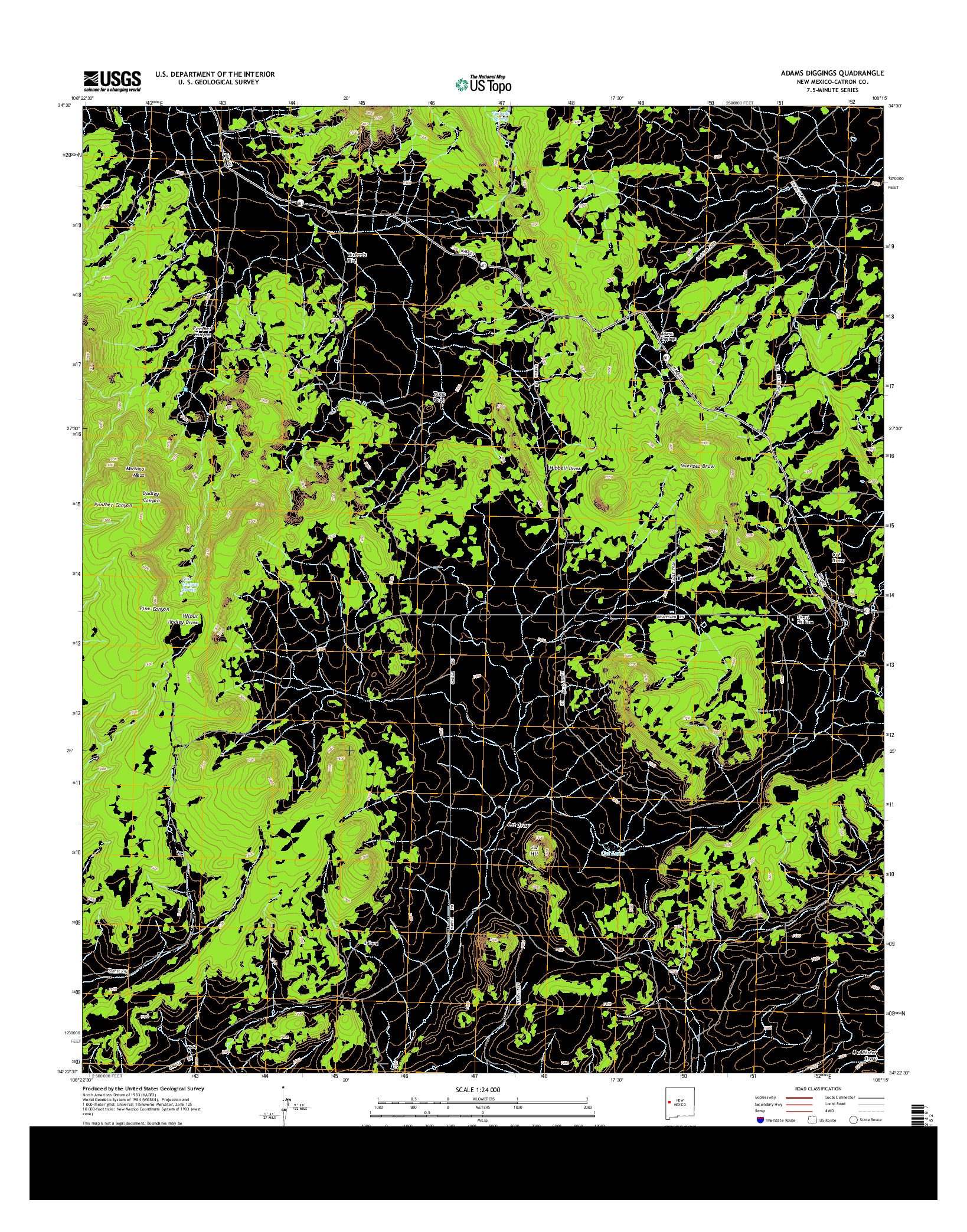 USGS US TOPO 7.5-MINUTE MAP FOR ADAMS DIGGINGS, NM 2013