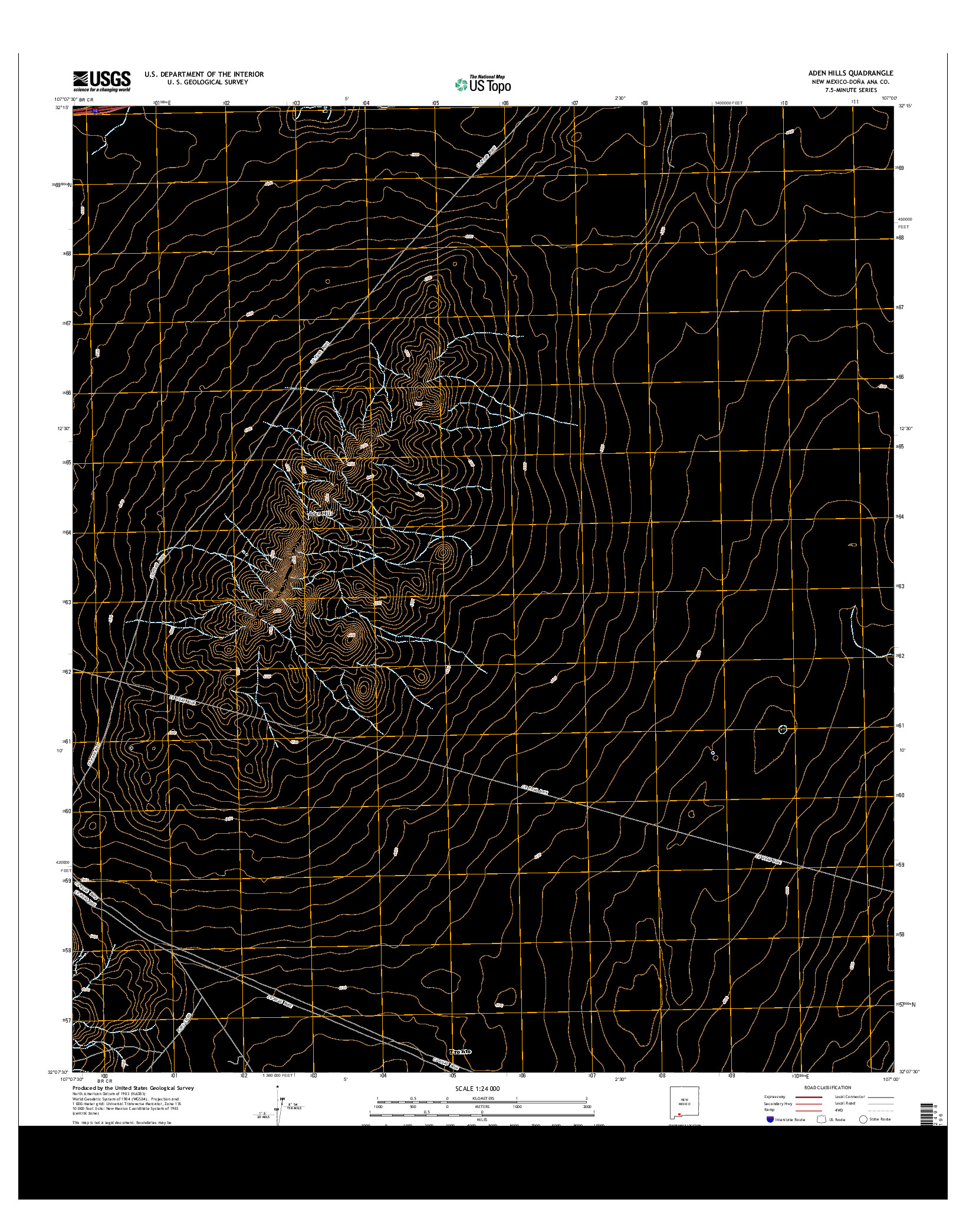 USGS US TOPO 7.5-MINUTE MAP FOR ADEN HILLS, NM 2013