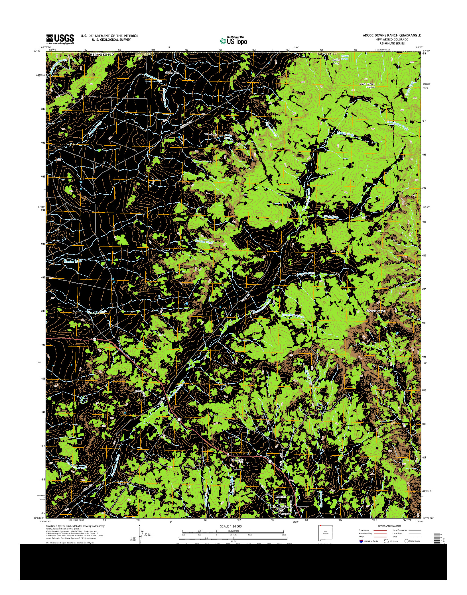 USGS US TOPO 7.5-MINUTE MAP FOR ADOBE DOWNS RANCH, NM-CO 2013