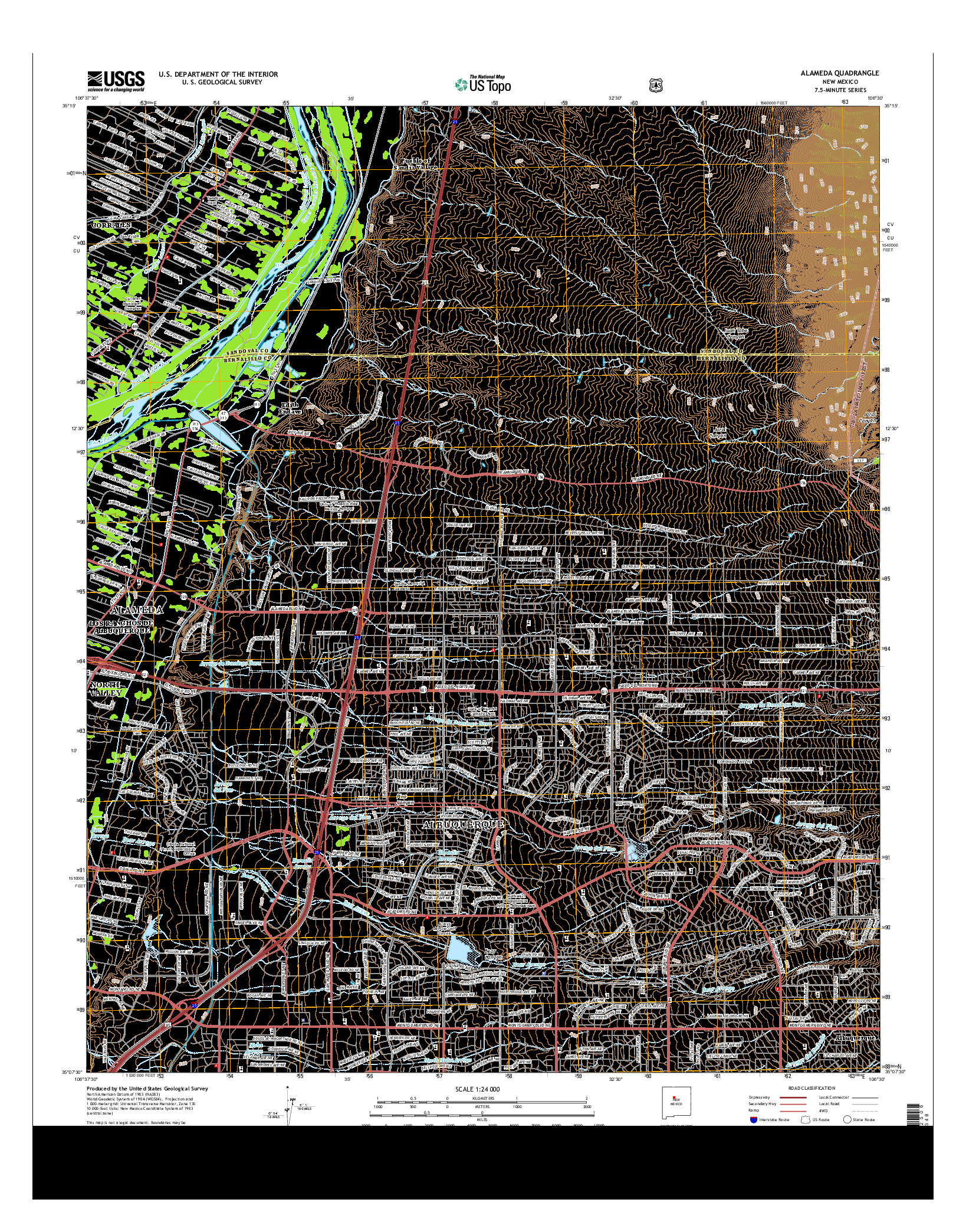 USGS US TOPO 7.5-MINUTE MAP FOR ALAMEDA, NM 2013