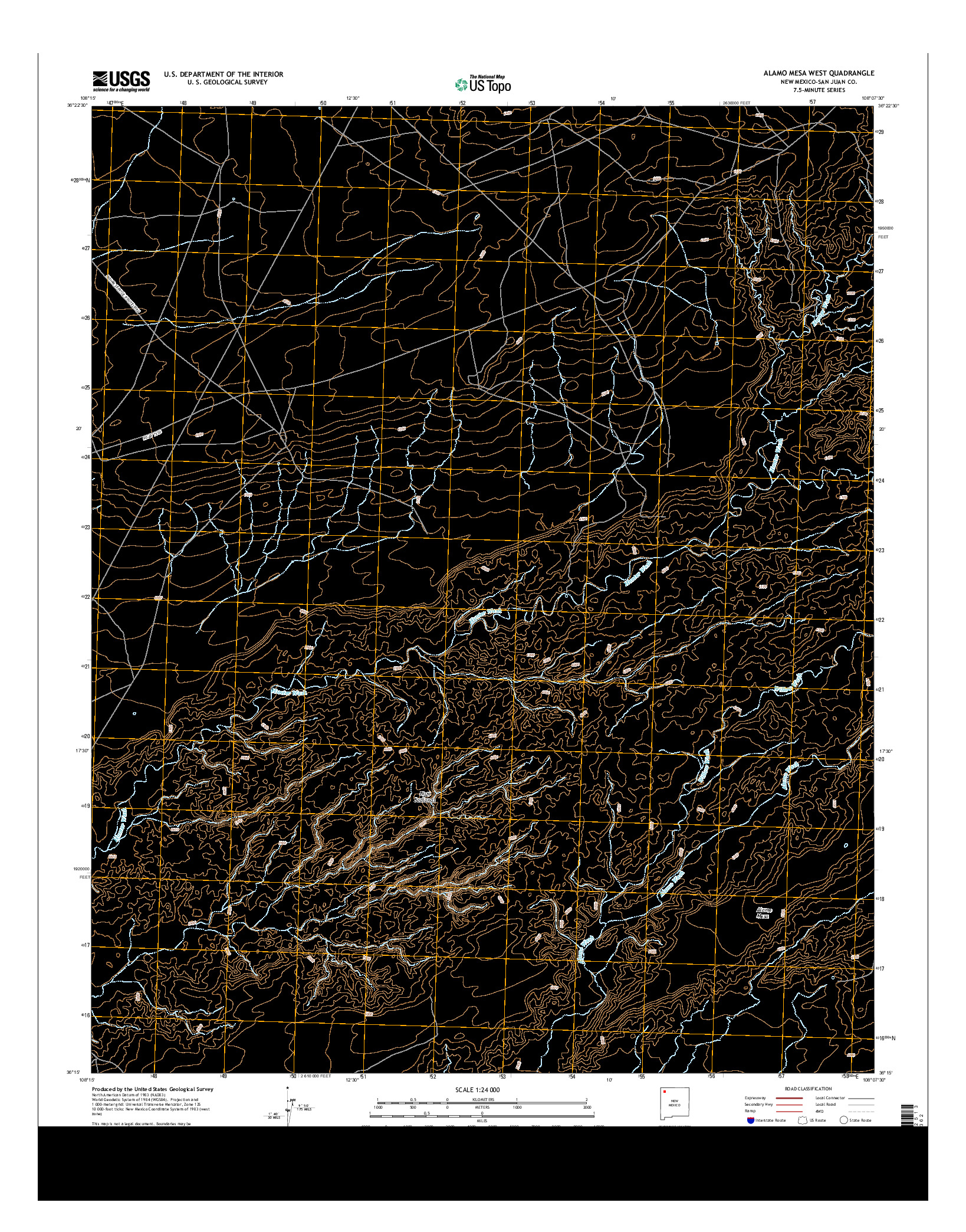 USGS US TOPO 7.5-MINUTE MAP FOR ALAMO MESA WEST, NM 2013