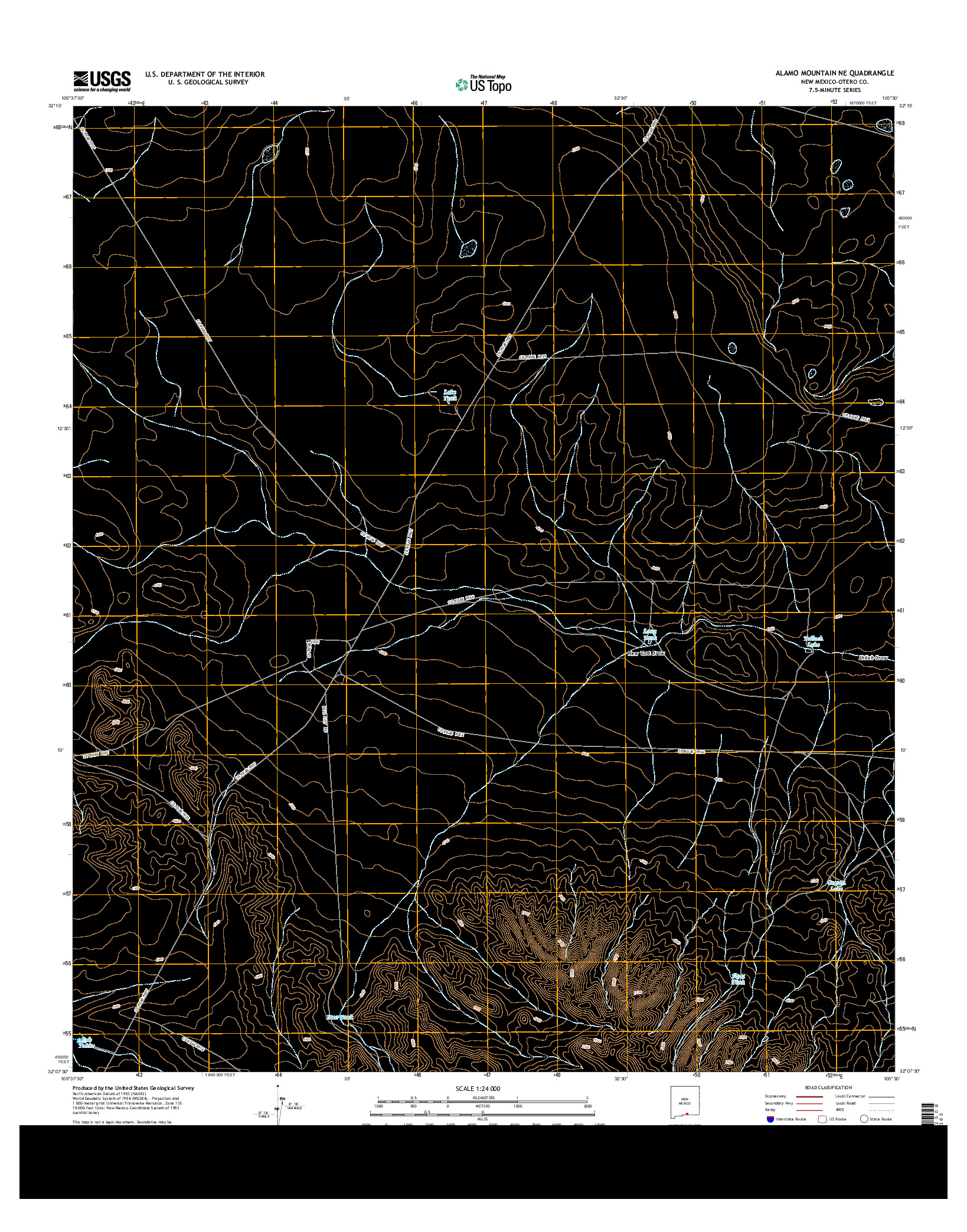 USGS US TOPO 7.5-MINUTE MAP FOR ALAMO MOUNTAIN NE, NM 2013