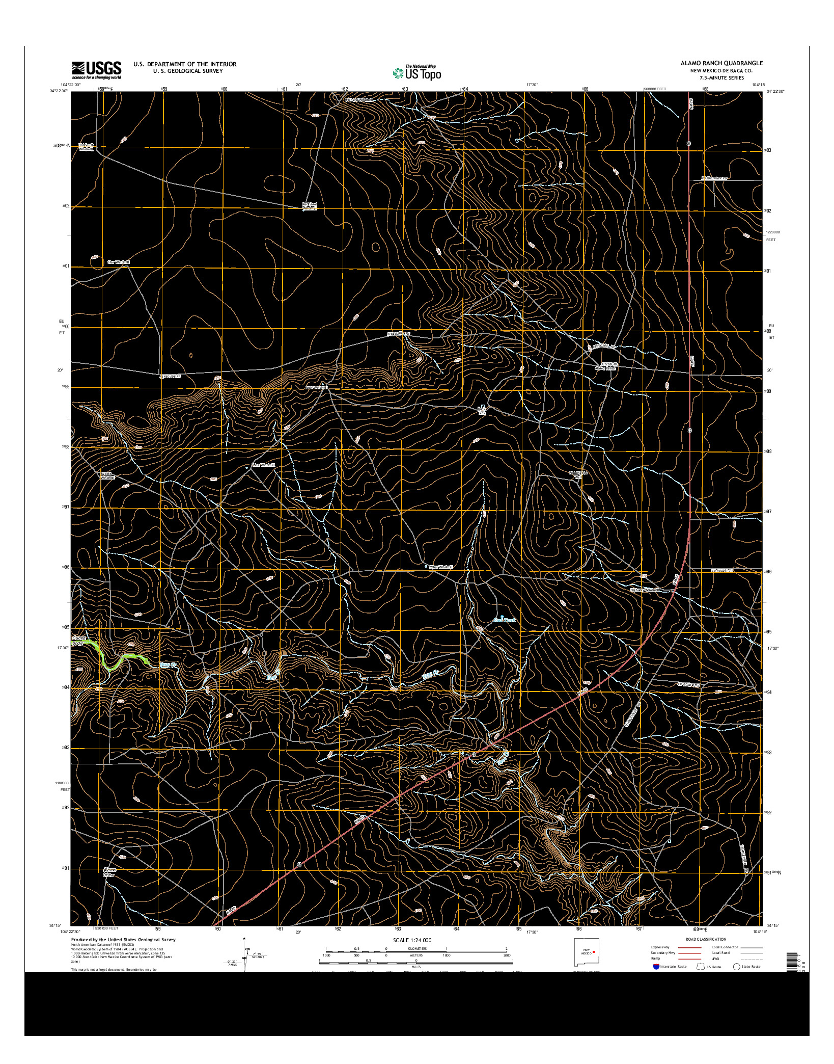 USGS US TOPO 7.5-MINUTE MAP FOR ALAMO RANCH, NM 2013