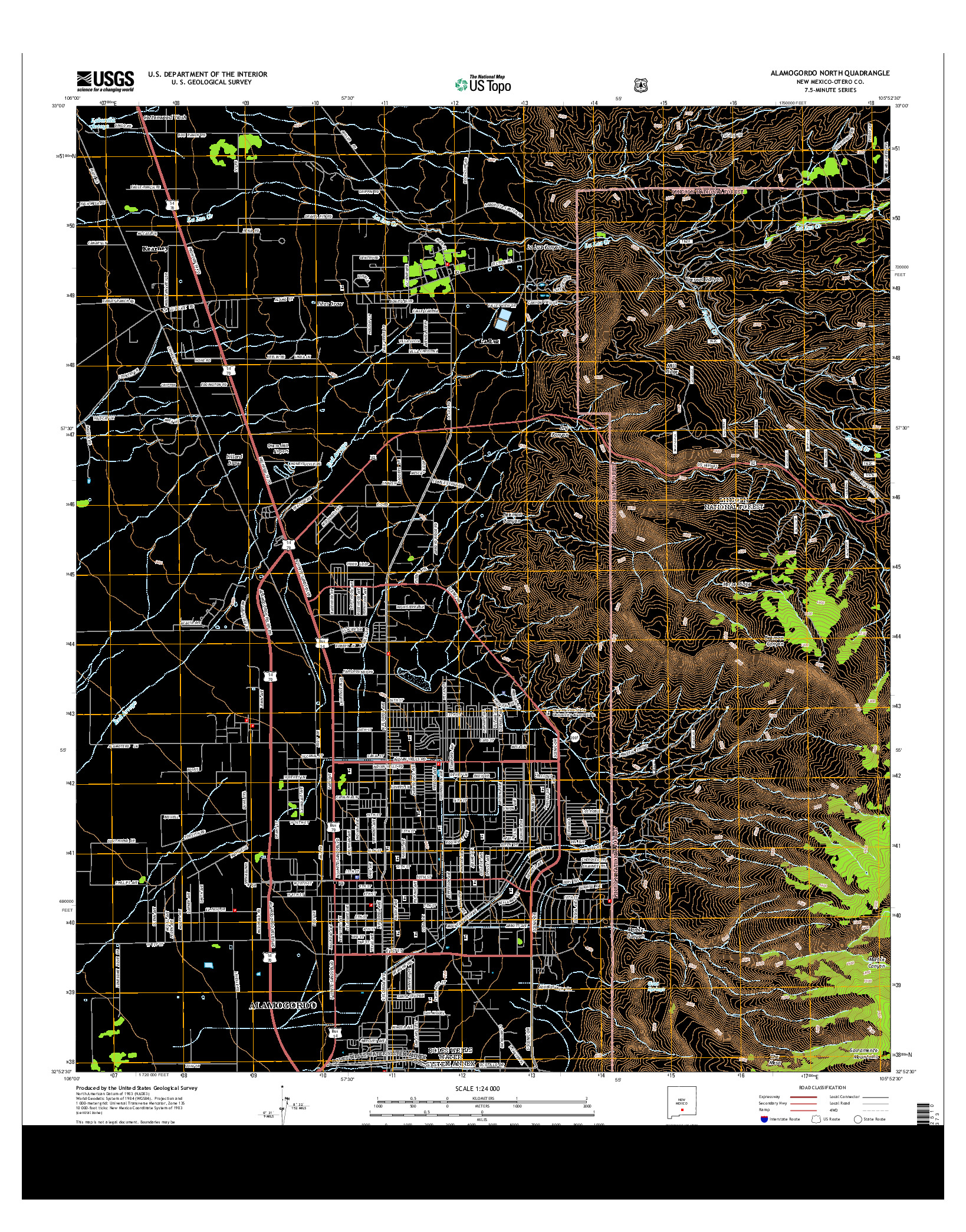 USGS US TOPO 7.5-MINUTE MAP FOR ALAMOGORDO NORTH, NM 2013