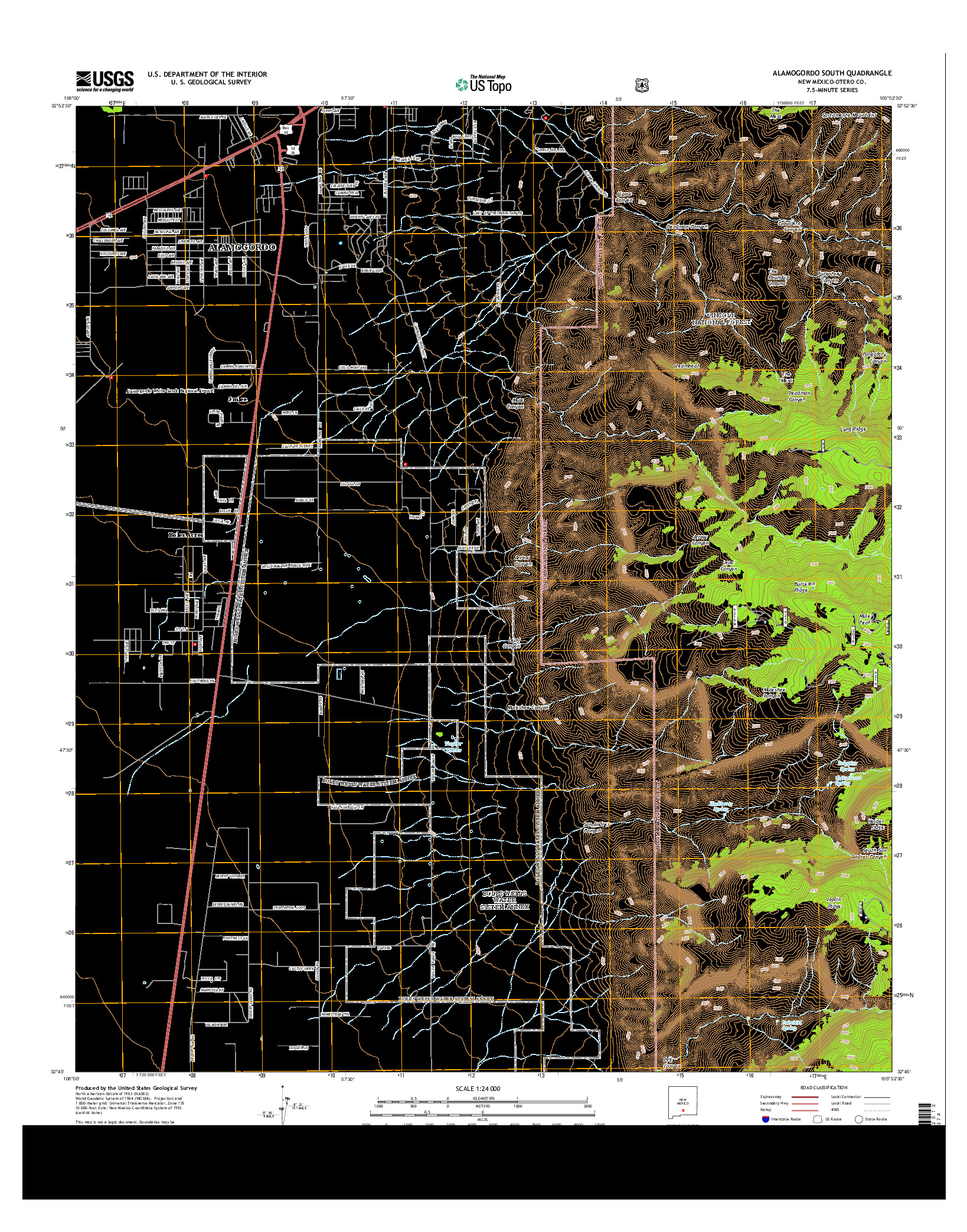 USGS US TOPO 7.5-MINUTE MAP FOR ALAMOGORDO SOUTH, NM 2013