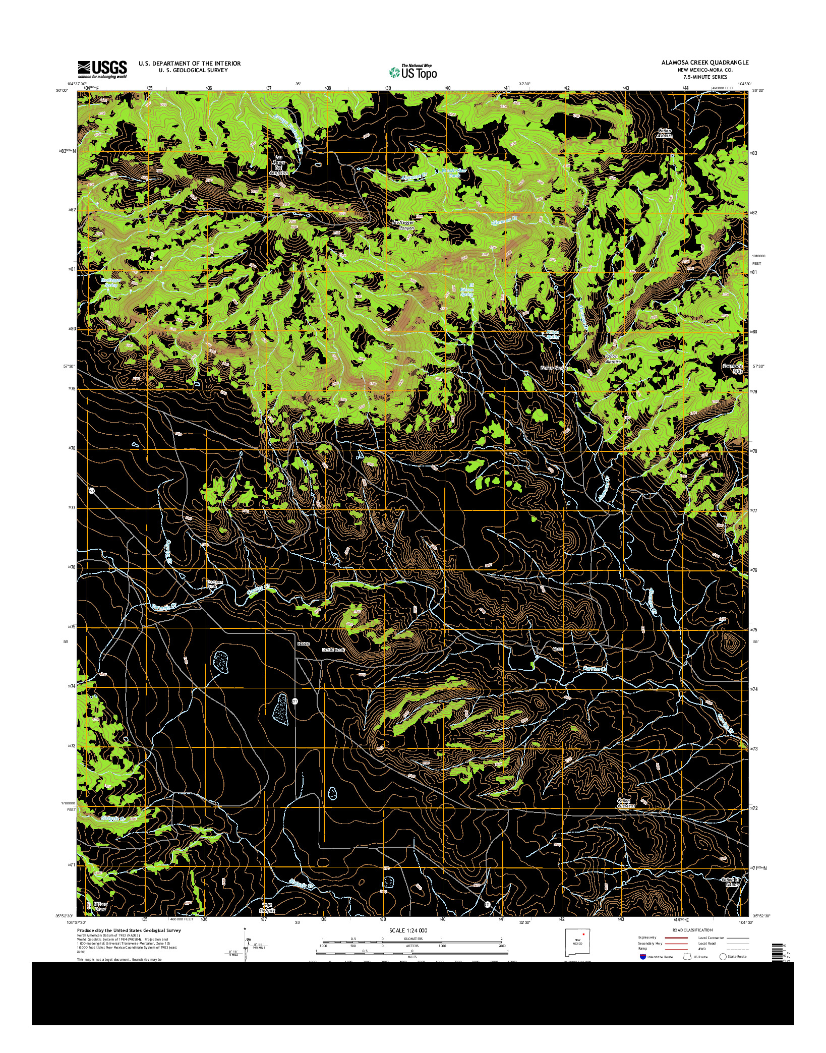 USGS US TOPO 7.5-MINUTE MAP FOR ALAMOSA CREEK, NM 2013