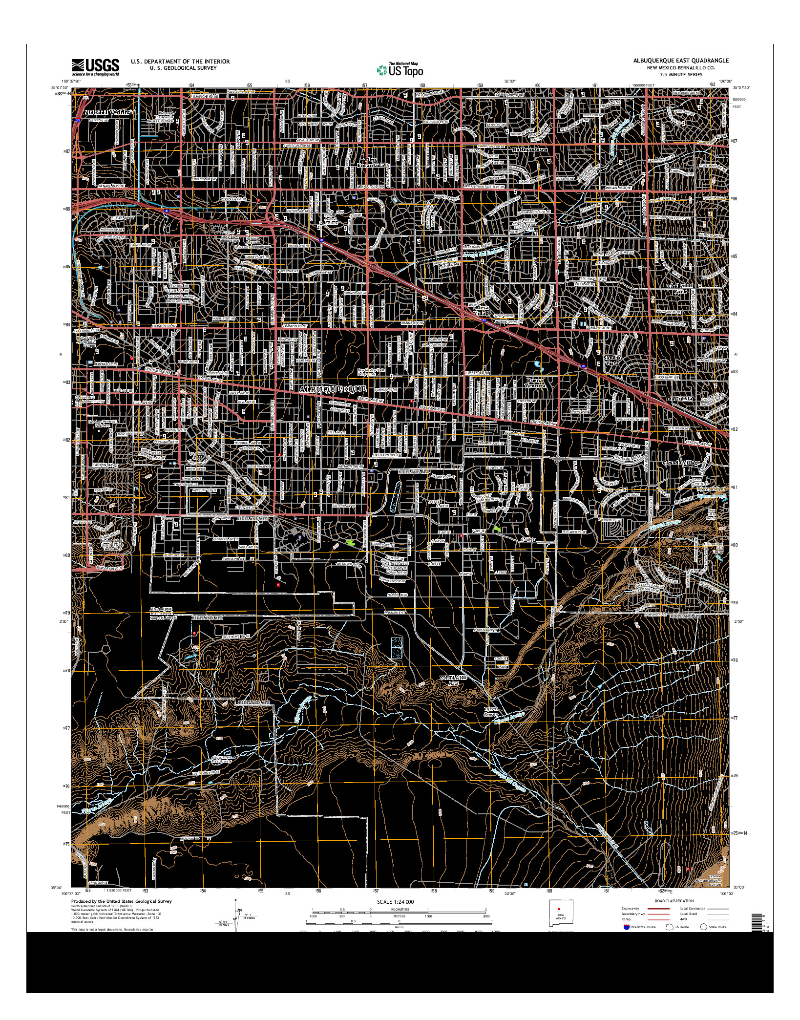 USGS US TOPO 7.5-MINUTE MAP FOR ALBUQUERQUE EAST, NM 2013