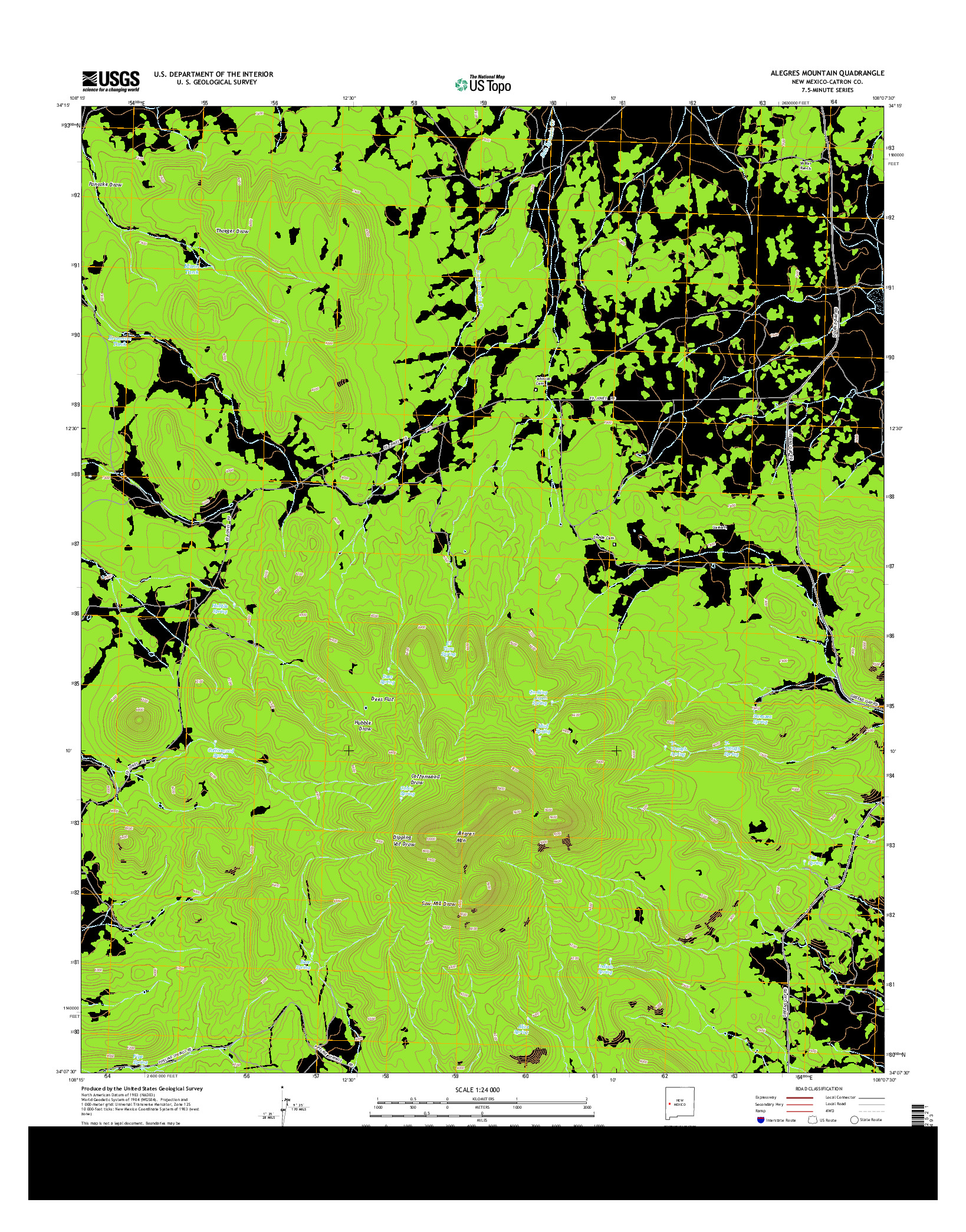 USGS US TOPO 7.5-MINUTE MAP FOR ALEGRES MOUNTAIN, NM 2013