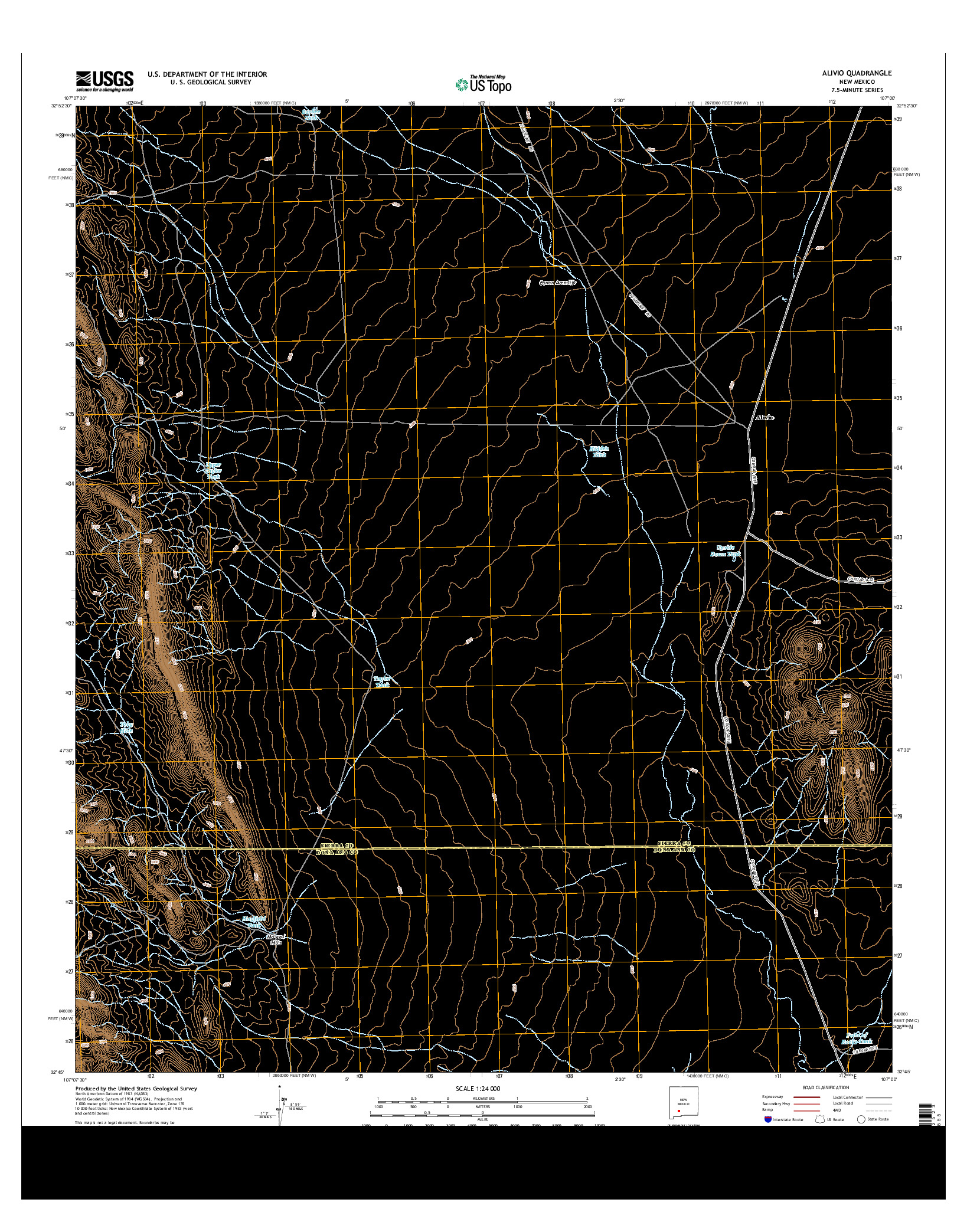 USGS US TOPO 7.5-MINUTE MAP FOR ALIVIO, NM 2013