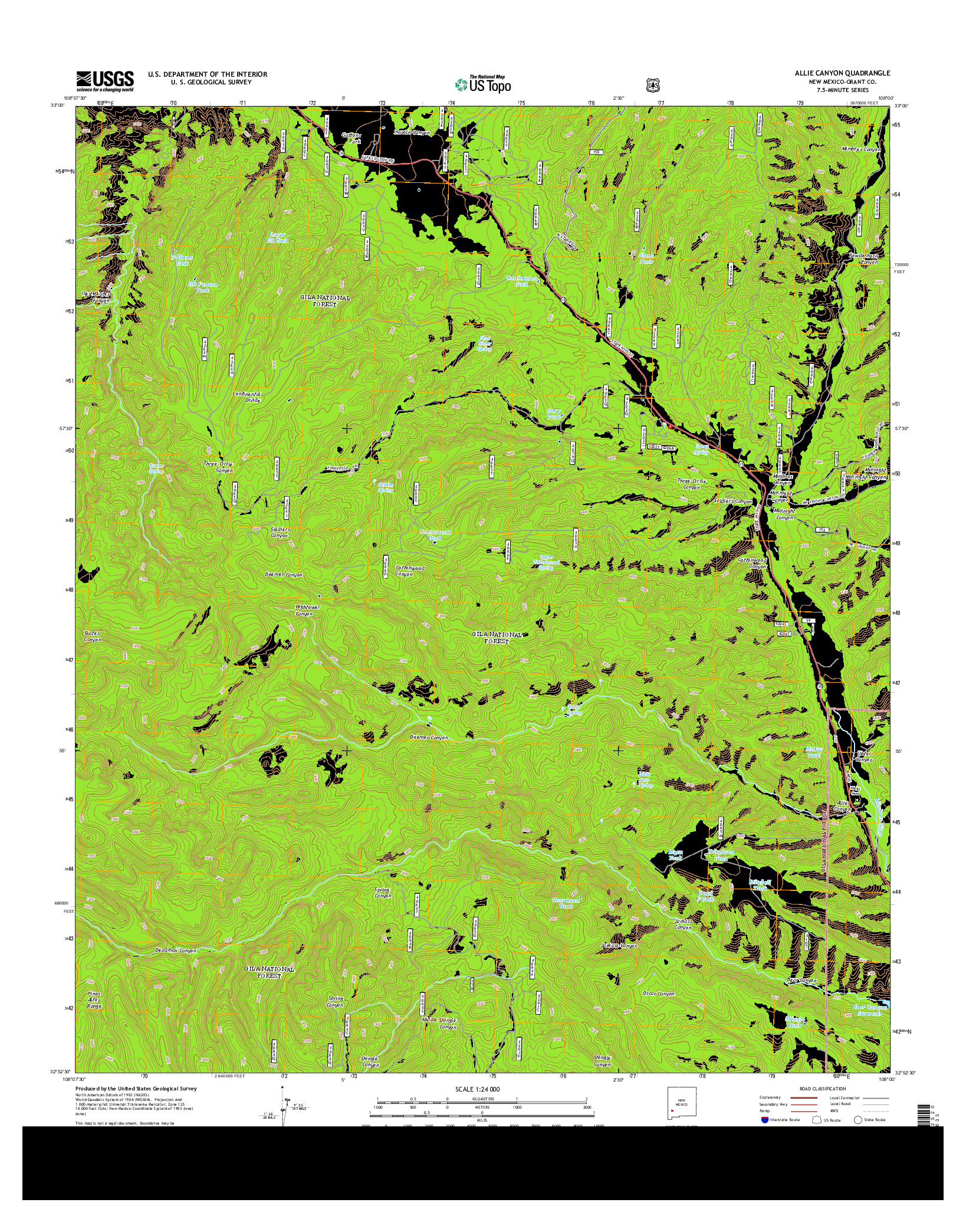 USGS US TOPO 7.5-MINUTE MAP FOR ALLIE CANYON, NM 2013