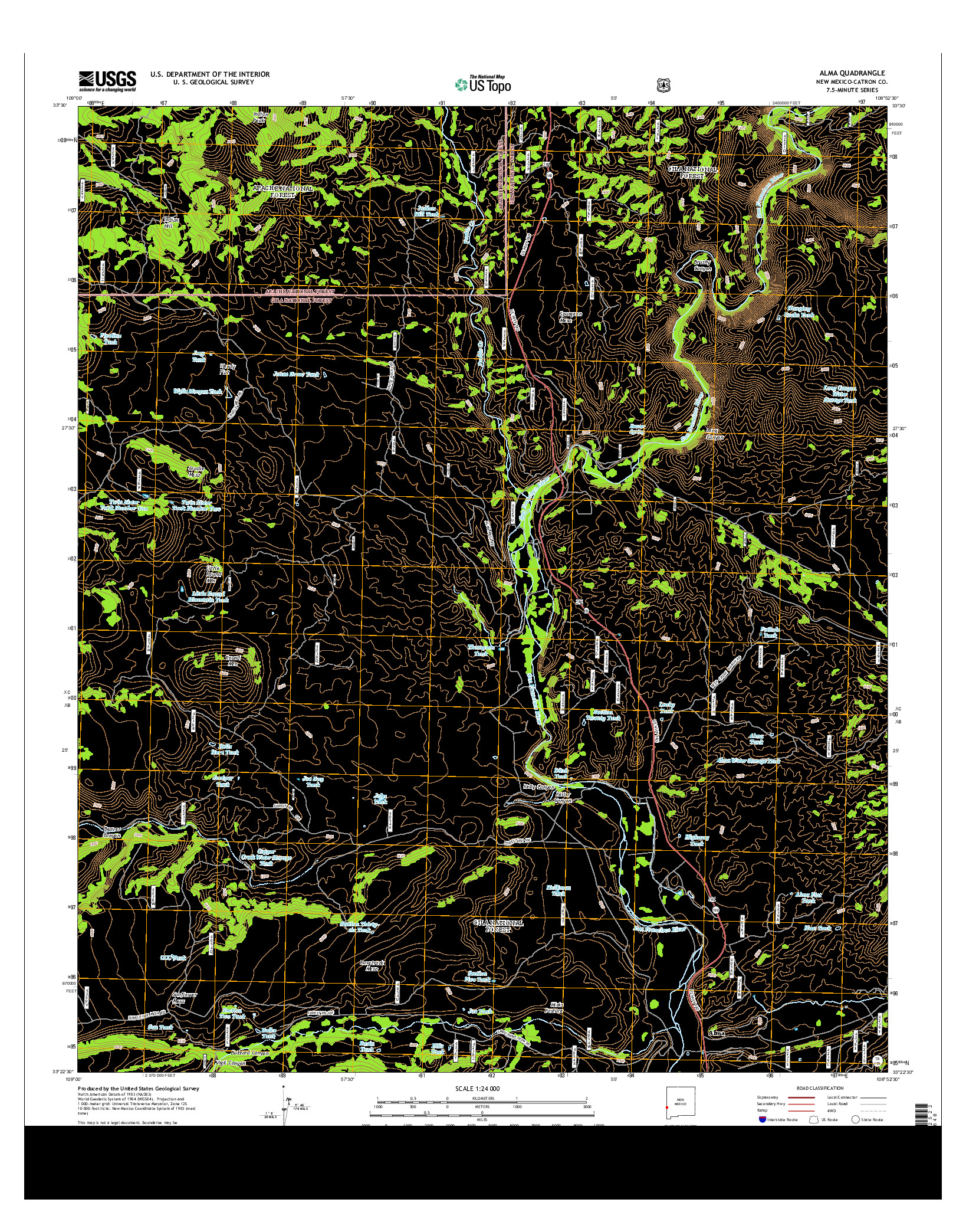 USGS US TOPO 7.5-MINUTE MAP FOR ALMA, NM 2013