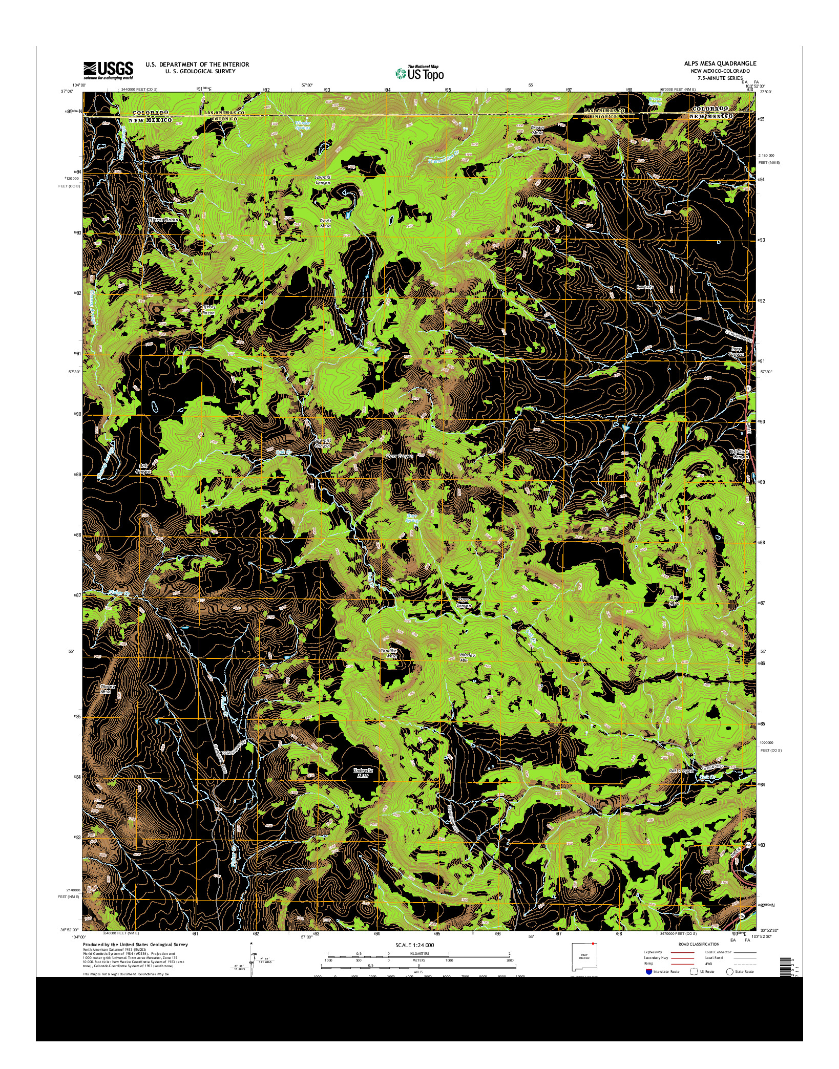 USGS US TOPO 7.5-MINUTE MAP FOR ALPS MESA, NM-CO 2013