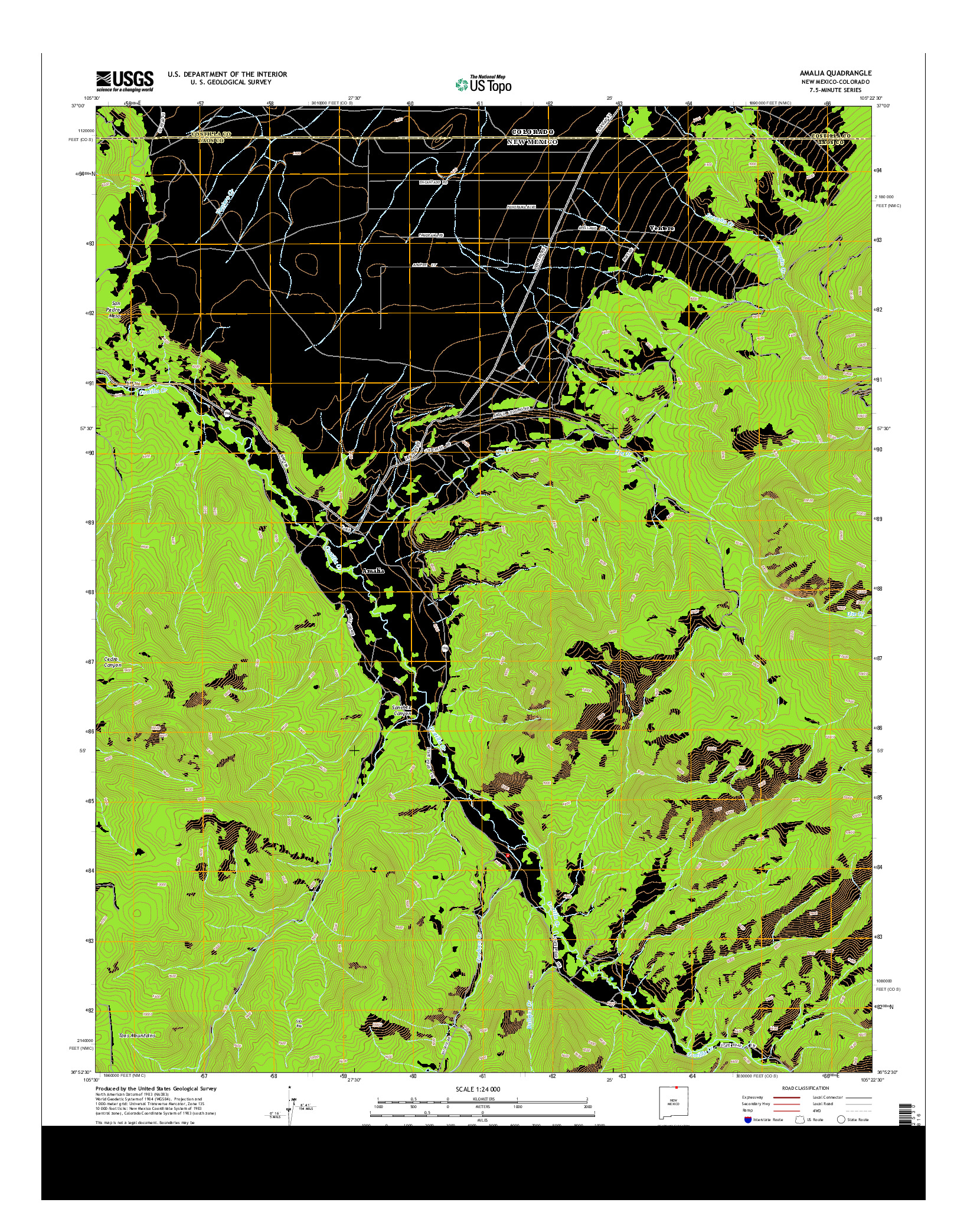 USGS US TOPO 7.5-MINUTE MAP FOR AMALIA, NM-CO 2013