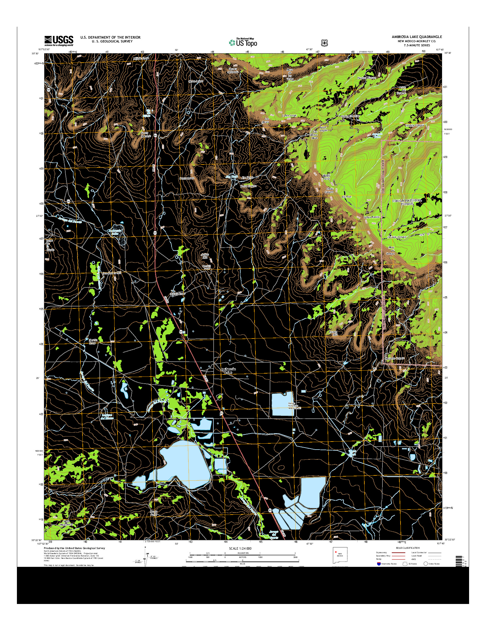 USGS US TOPO 7.5-MINUTE MAP FOR AMBROSIA LAKE, NM 2013