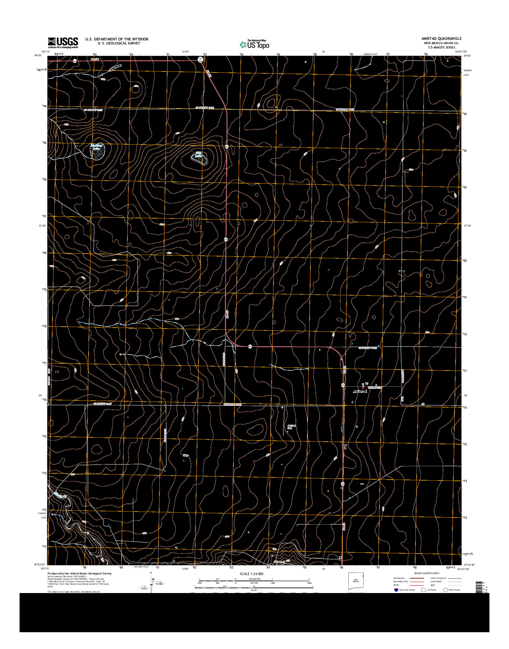 USGS US TOPO 7.5-MINUTE MAP FOR AMISTAD, NM 2013