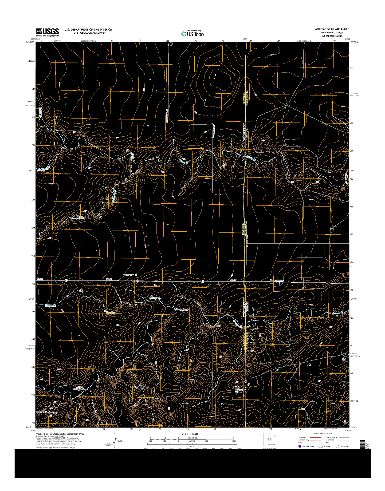 USGS US TOPO 7.5-MINUTE MAP FOR AMISTAD SE, NM-TX 2013