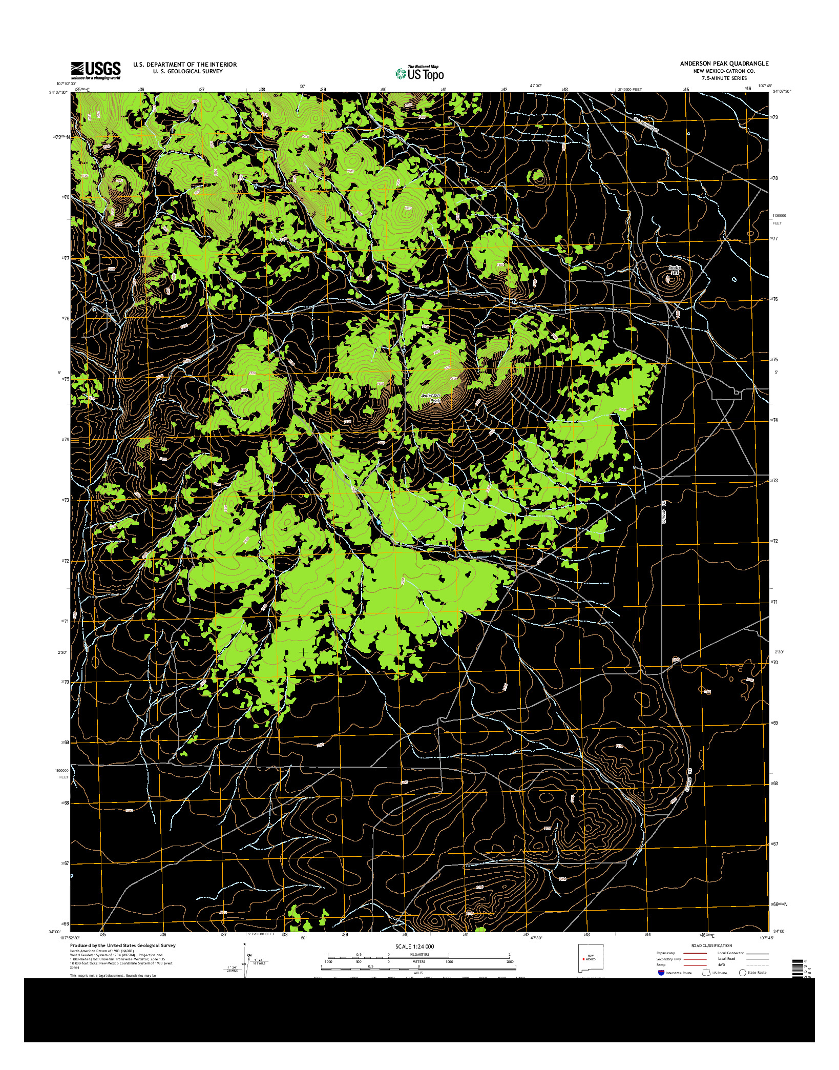 USGS US TOPO 7.5-MINUTE MAP FOR ANDERSON PEAK, NM 2013