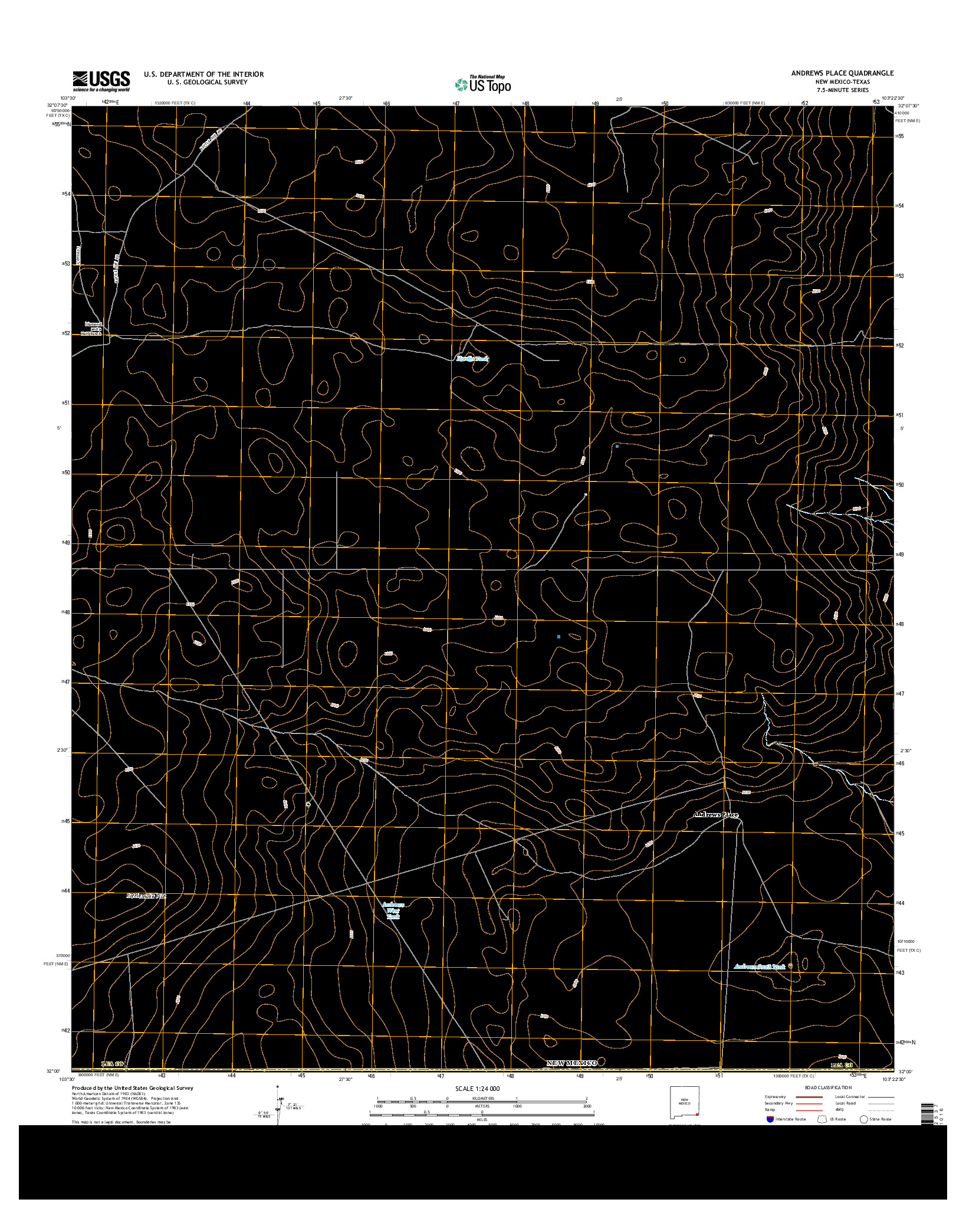 USGS US TOPO 7.5-MINUTE MAP FOR ANDREWS PLACE, NM-TX 2013