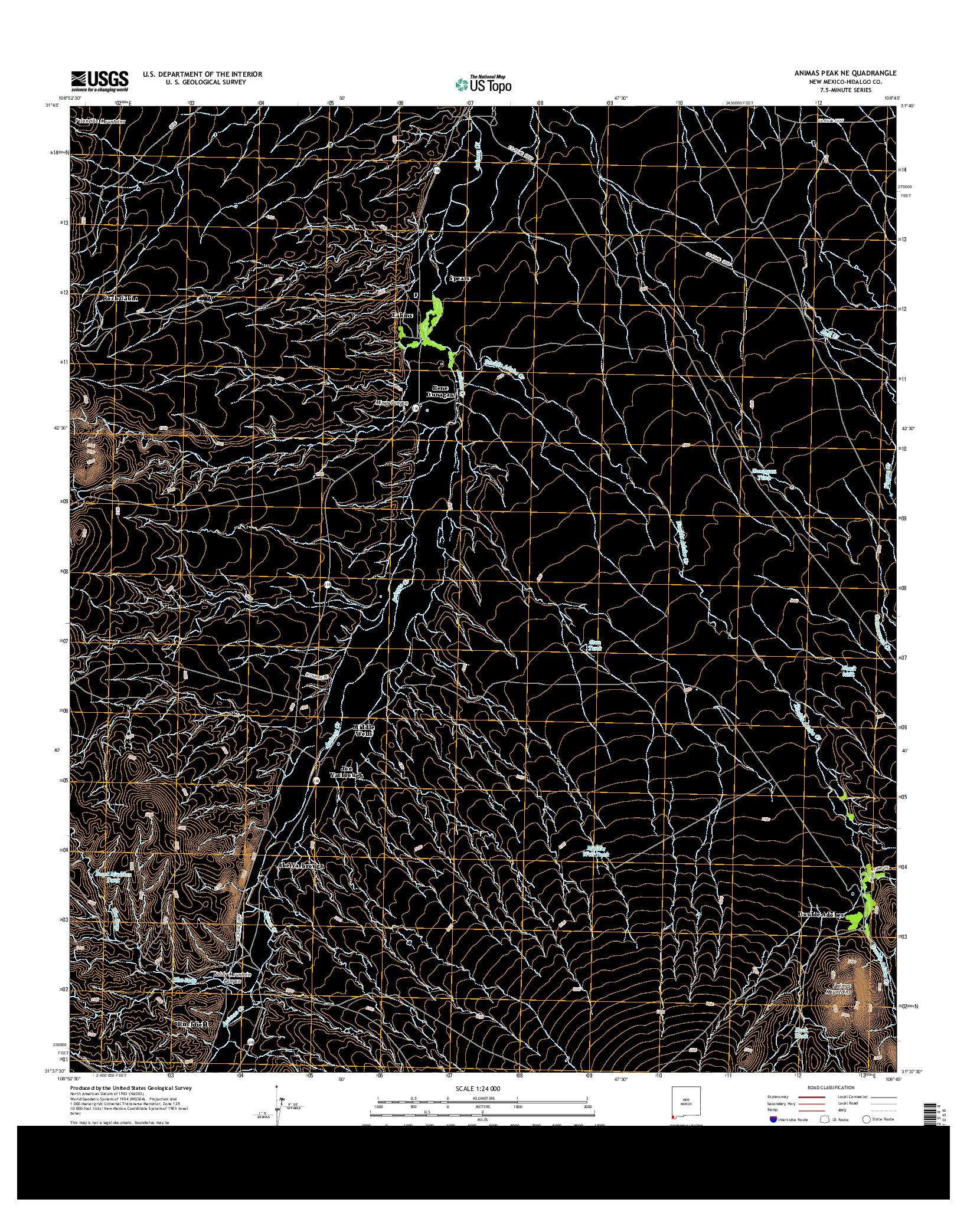 USGS US TOPO 7.5-MINUTE MAP FOR ANIMAS PEAK NE, NM 2013