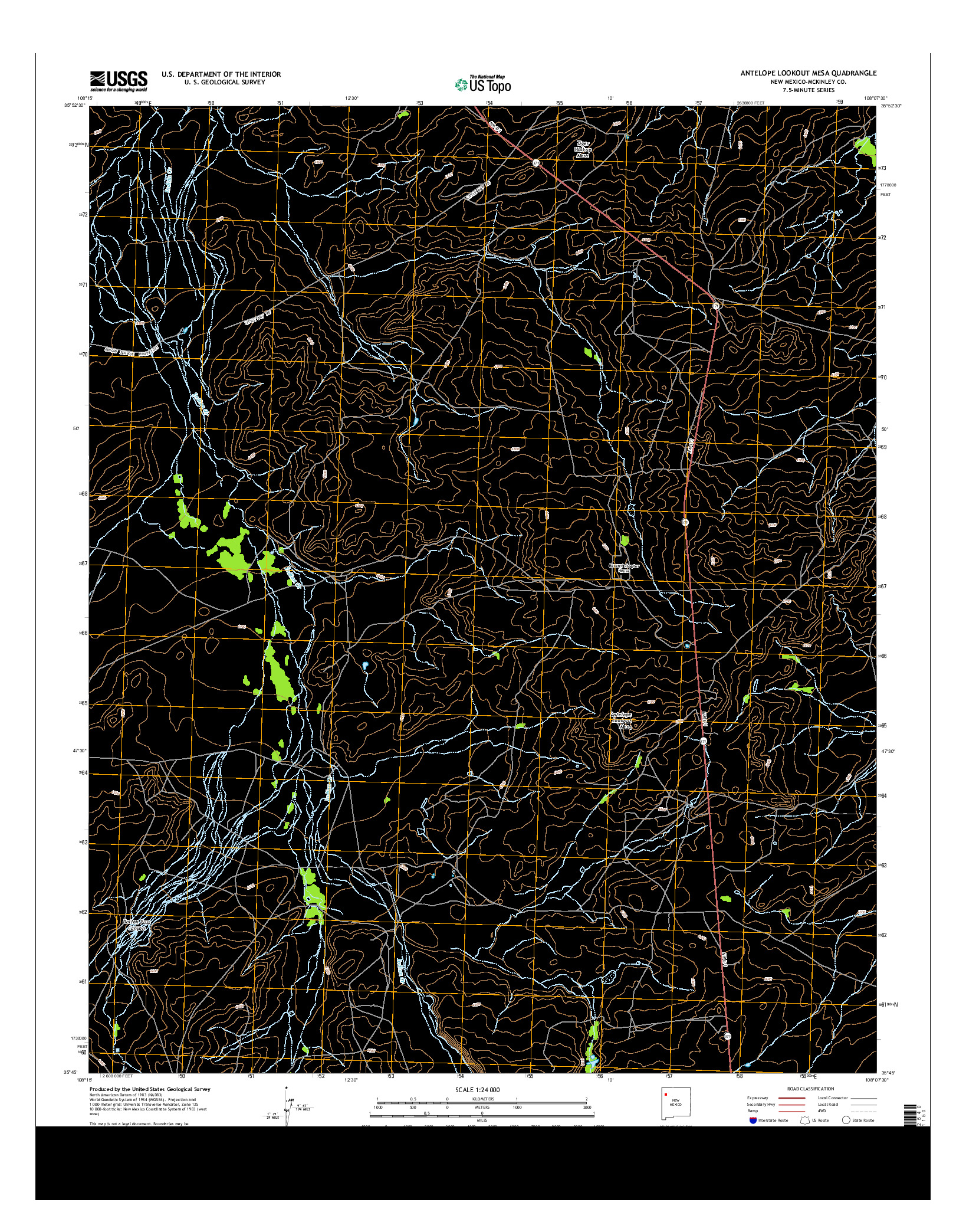 USGS US TOPO 7.5-MINUTE MAP FOR ANTELOPE LOOKOUT MESA, NM 2013